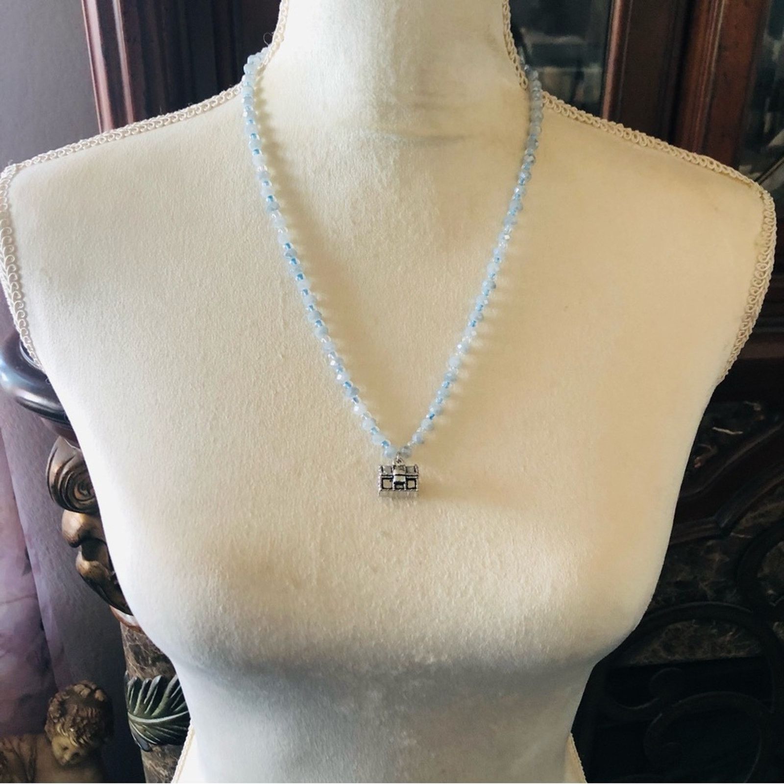 Jewelry Faceted opal glass crystal bead treasure chest necklac Size ONE SIZE - 9 Thumbnail
