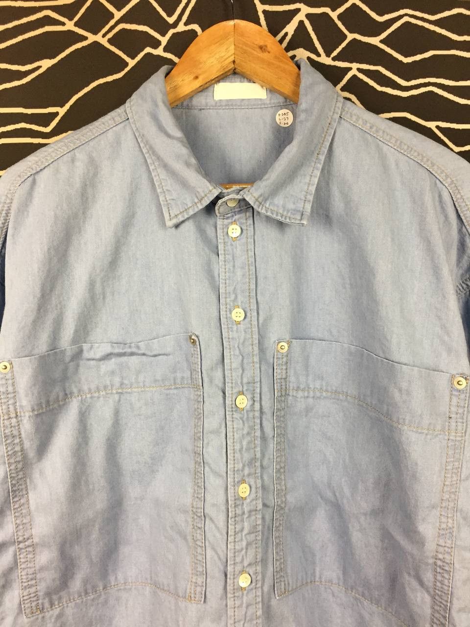 Japanese Brand CIROI by Egoist Light Wash Denim-Look Chambray Workshirt Size US M / EU 48-50 / 2 - 3 Thumbnail