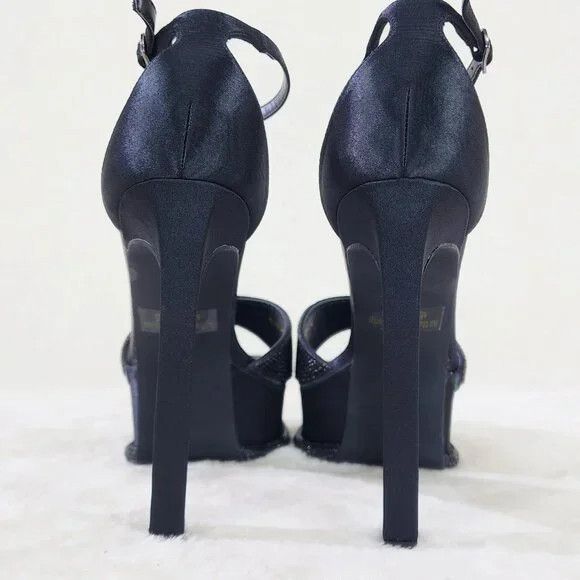 Other Helen Black Satin Rhinestone Trim Party Evening Platform Hig Size US 9 / IT 39 - 6 Thumbnail