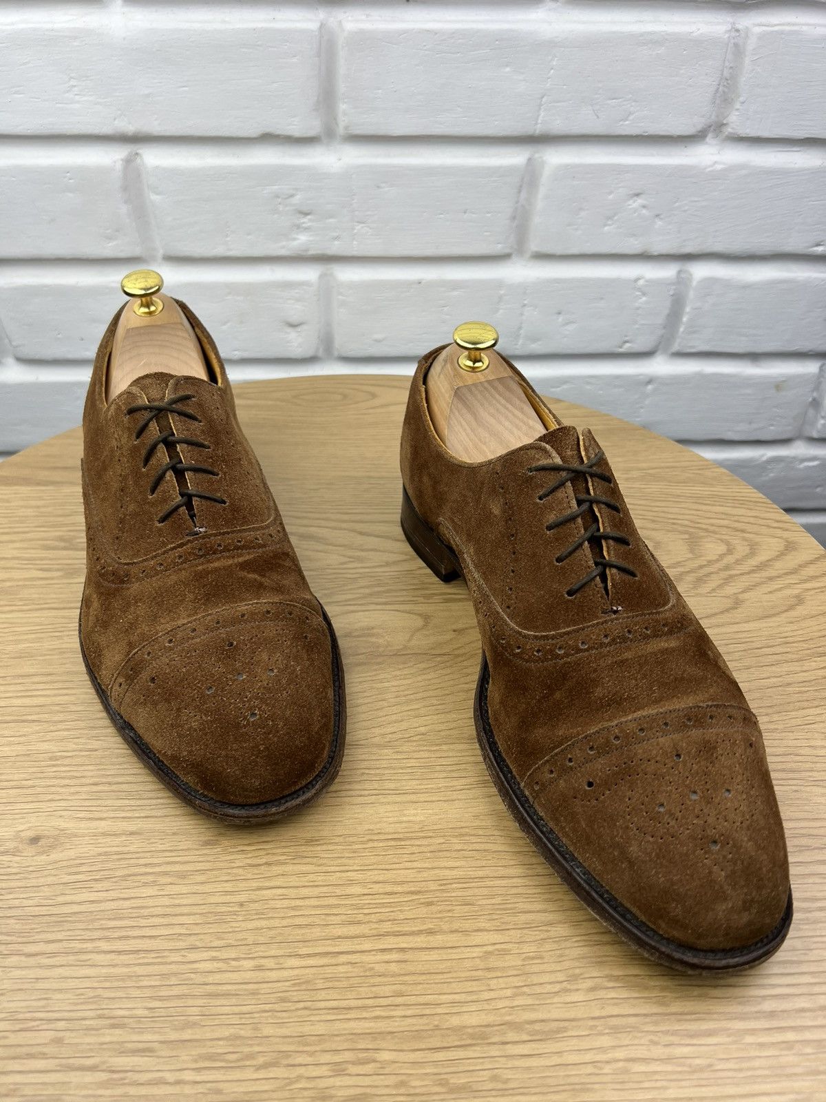 Loake LOAKE Derby Suede Shoes Lace Up Handmade in England Brown Size US 12 / EU 45 - 2 Thumbnail