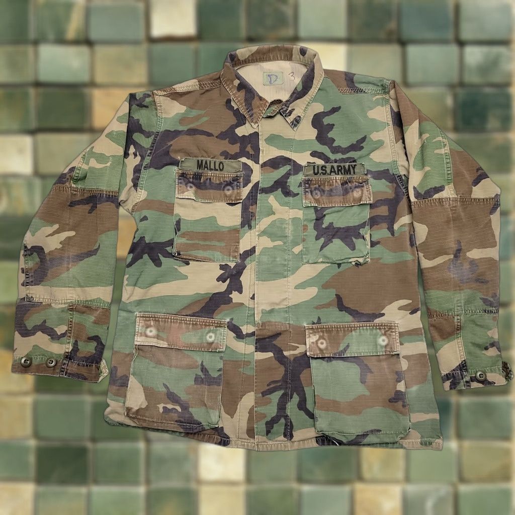 Vintage VINTAGE Woodland Camo Coat Men M Long Brown Green Camouflage Hot Weather Combat Shirt Size US M / EU 48-50 / 2 - 1 Thumbnail