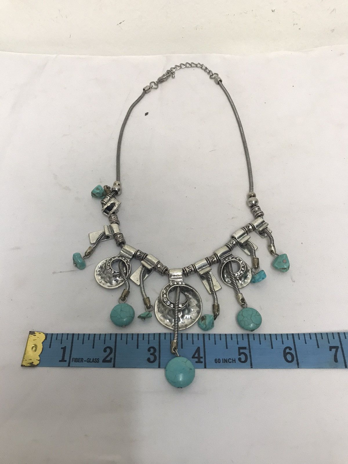 Designer × Vintage Silver Necklace Turquoise Size ONE SIZE - 2 Thumbnail