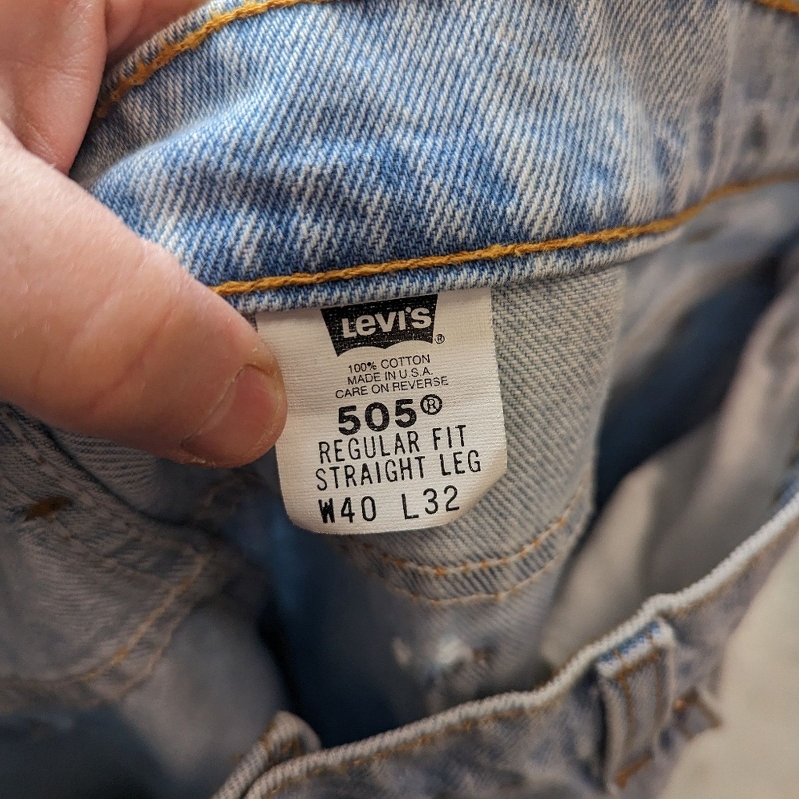 Levi's Vintage Levi's 505 Orange Tab Straight Leg Jeans 40 x 32 Size US 40 / EU 56 - 3 Thumbnail