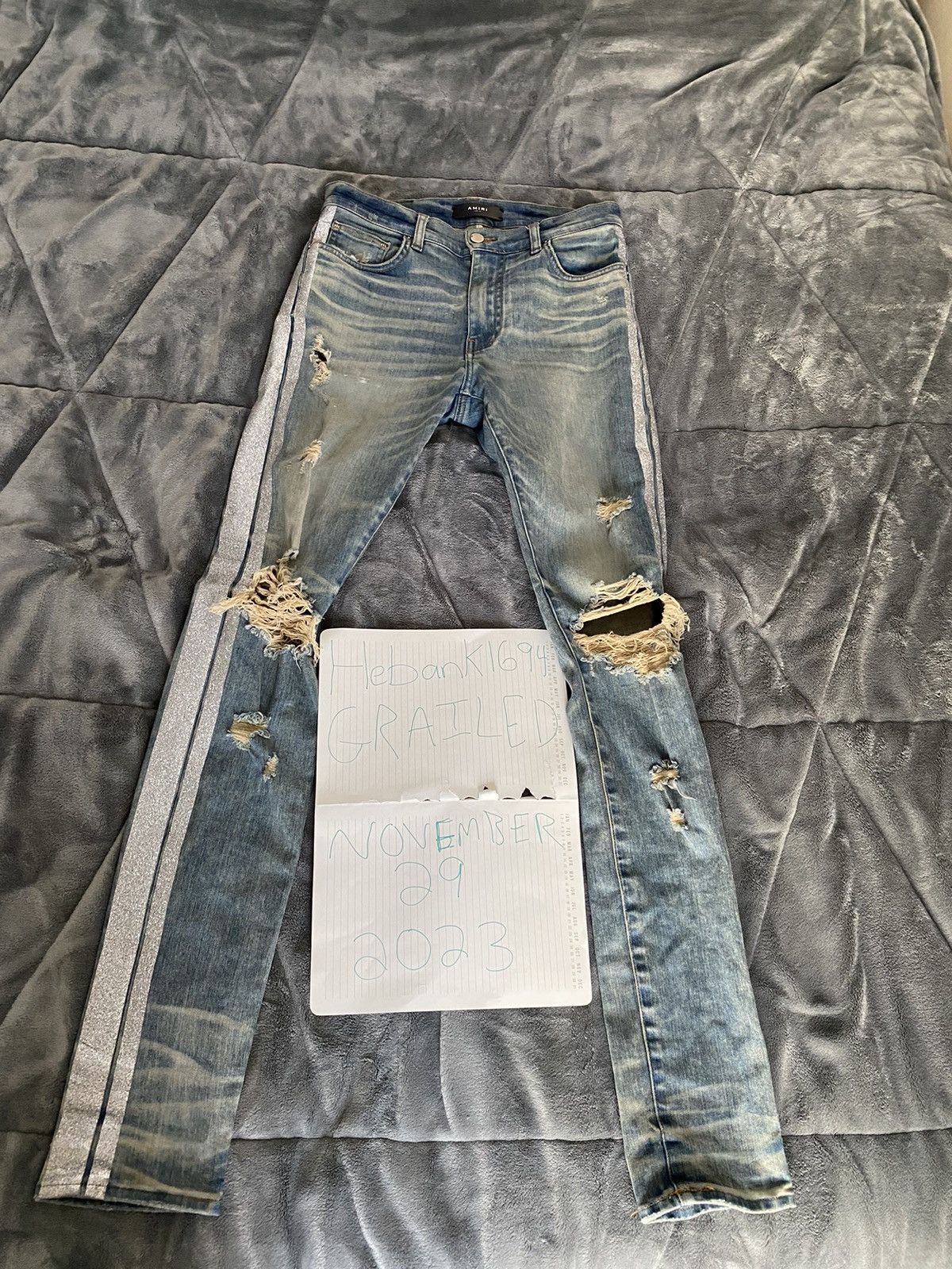 Jean Amiri Half Track Délavé Indigo - Taille US 28, Neuf Avec étiquettes, Coupe Skinny