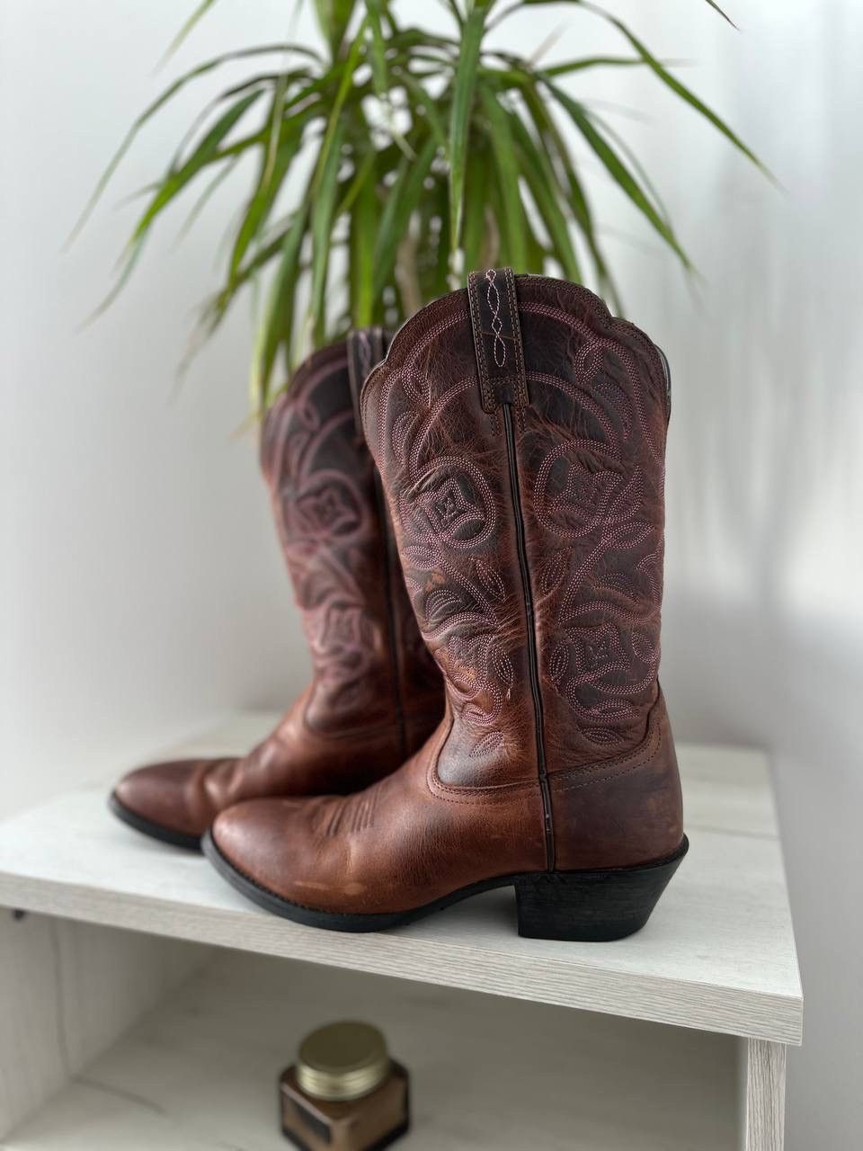 Japanese Brand × Leather × Vintage Vintage Cowboy Brown Womesn Western Leather Boots Size US 7.5 / IT 37.5 - 4 Thumbnail