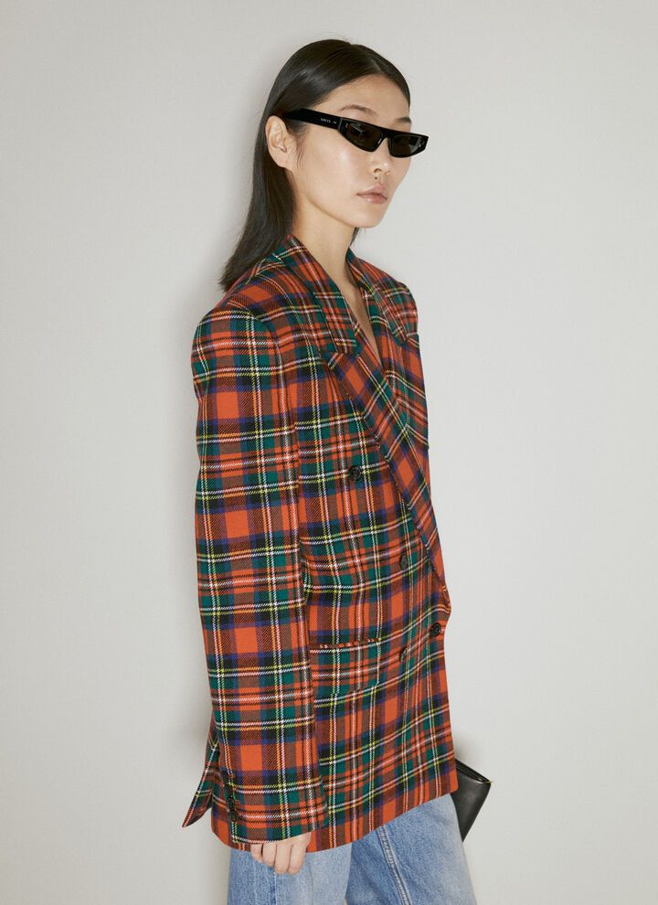 Saint Laurent Paris o1bcso1str1224 Oversized Jacket In Tartan Wool in Red Size L / US 10 / IT 46 - 4 Thumbnail