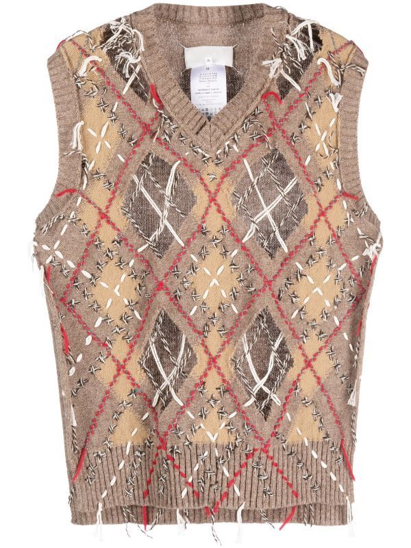 Maison Margiela o1y1124 V-Neck Sleeveless Sweater In Multicolor Size US S / EU 44-46 / 1 - 1 Thumbnail