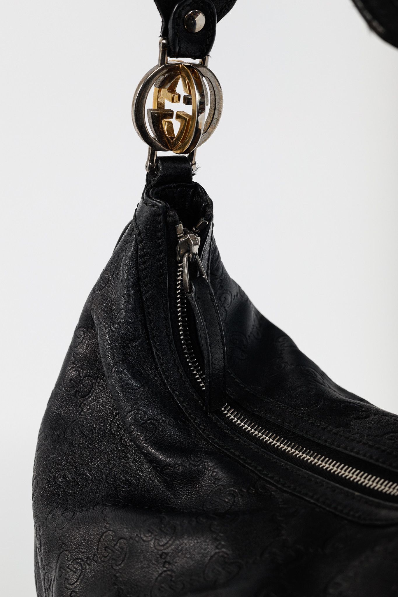 Gucci Gucci GG Twins Black Guccissima Leather Large Hobo Size ONE SIZE - 9 Thumbnail
