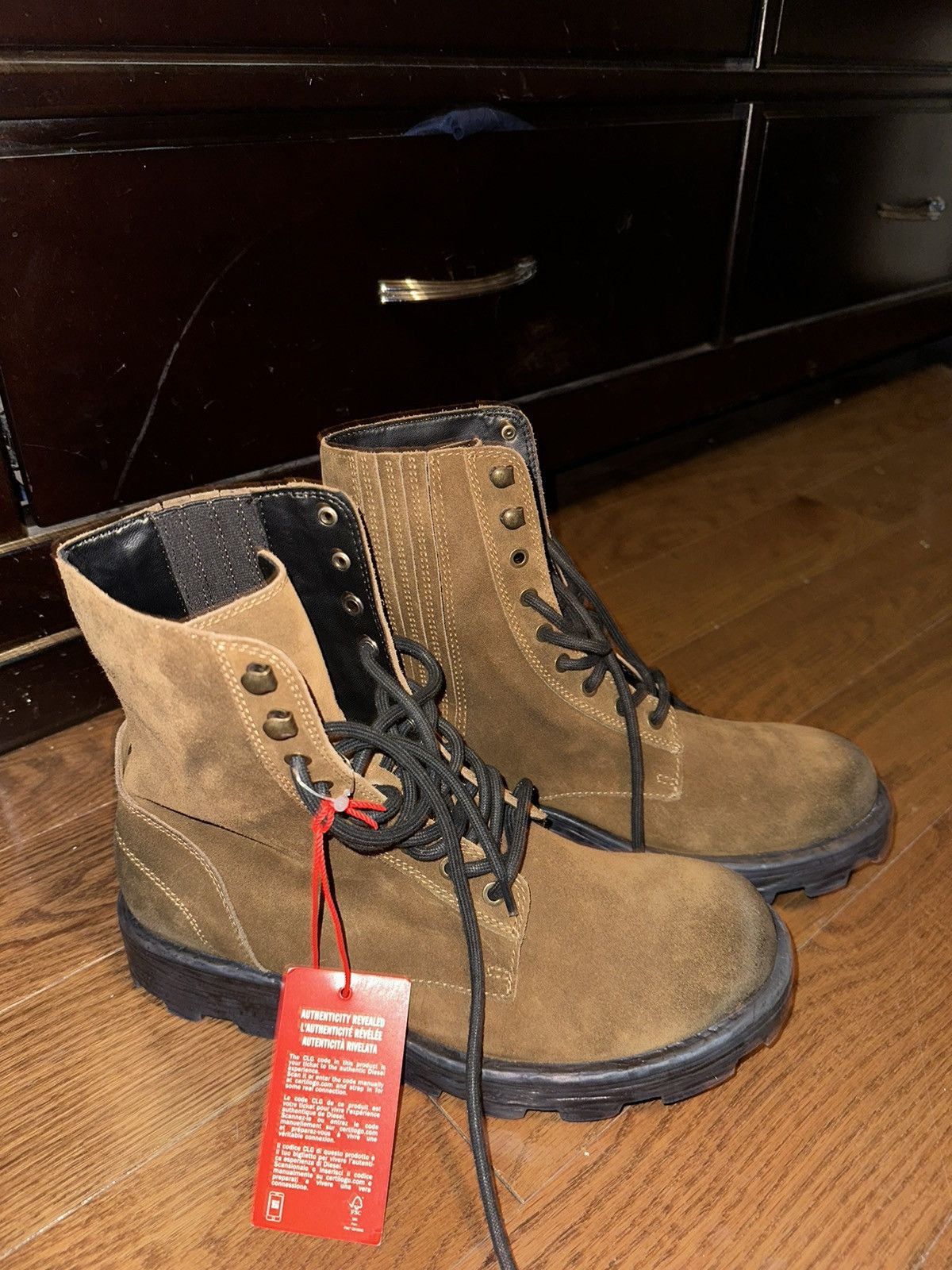 Diesel DIESEL D-HAMMER BT Combat Boots - Walnut Brown Oiled Suede Size US 10.5 / EU 43-44 - 18 Thumbnail