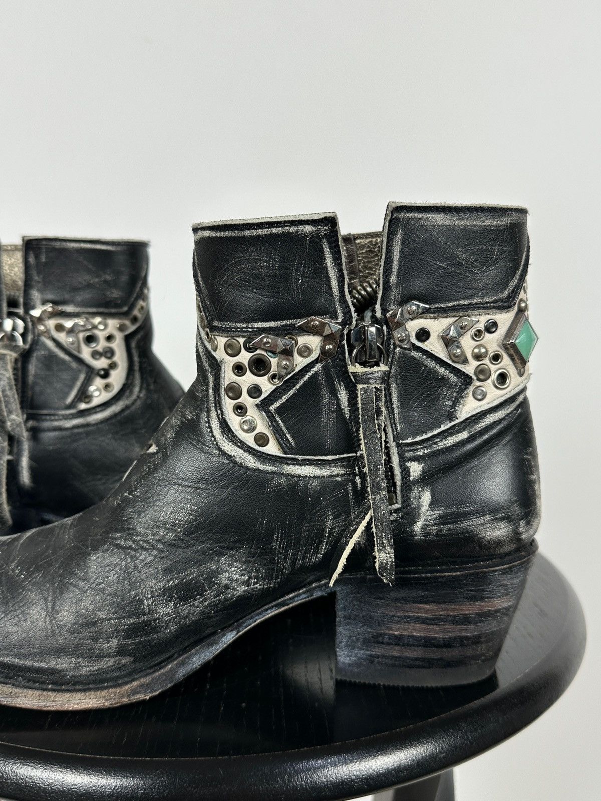 Sendra Sendra Distressed Leather Studded Western Ankle Biker Boots Size US 7 / IT 37 - 15 Thumbnail