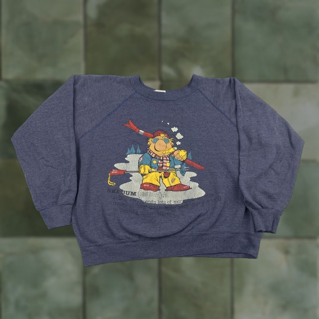 Vintage VINTAGE Ski Sweatshirt Men L Gray Funny 80s Pullover Definition Cartoon Ski Bum Mens Large Gray Cartoon 80s Funny Pullover Sweatshirt Size US L / EU 52-54 / 3 - 1 Thumbnail