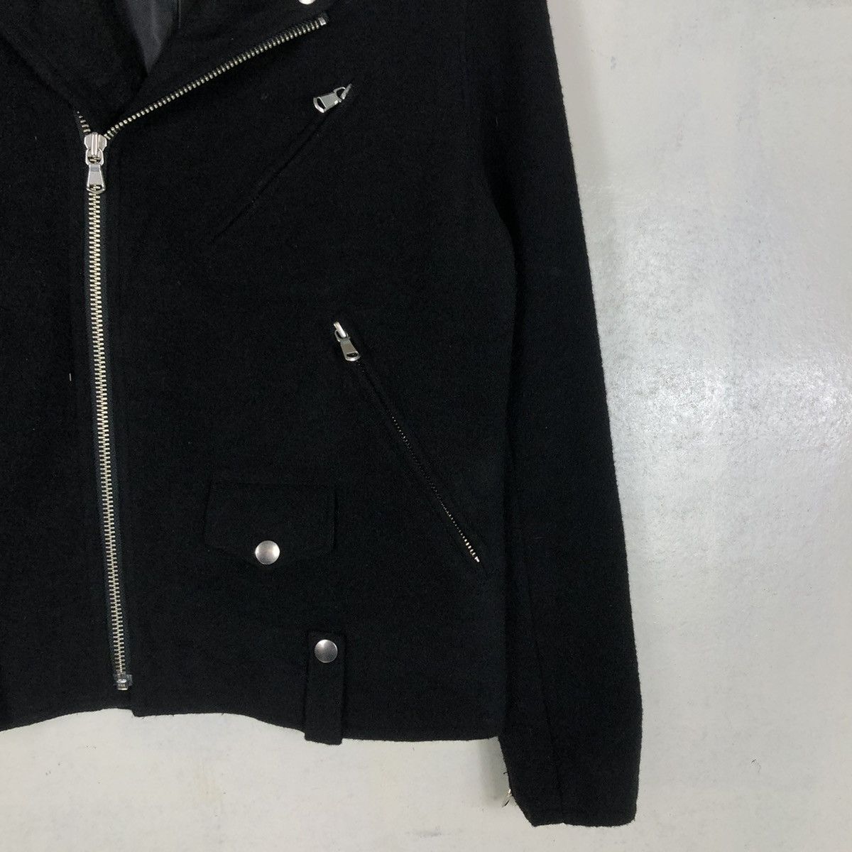 Japanese Brand 📌CROPPED WOOL BIKER JACKET BEAUTY & YOUTH DOUBLE COLLAR Size US S / EU 44-46 / 1 - 7 Thumbnail