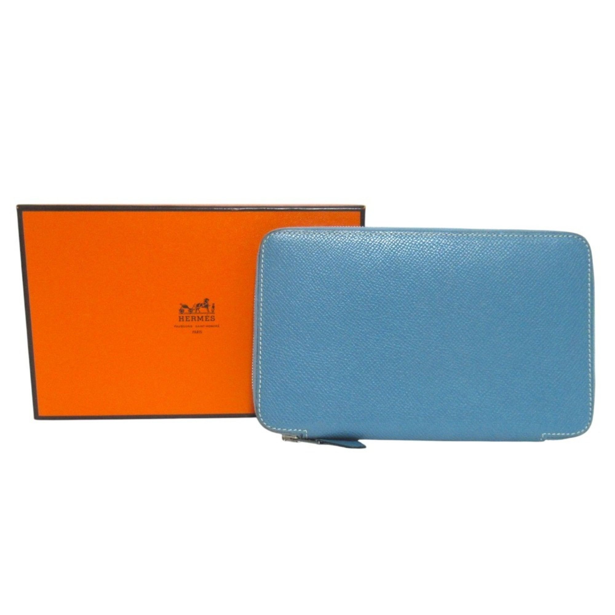 Hermes Hermes Veau Epsom Agenda Zip Round Zipper Notebook Cover □L Stamp Blue Jean Men's Women's Size ONE SIZE - 1 Thumbnail