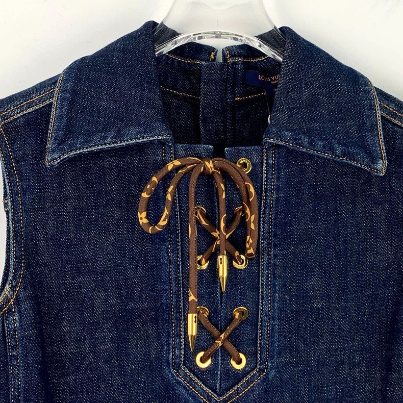 Louis Vuitton Louis Vuitton Sleeveless denim dress with cotton lapels an Size XXS / US 00 / IT 34 - 4 Thumbnail
