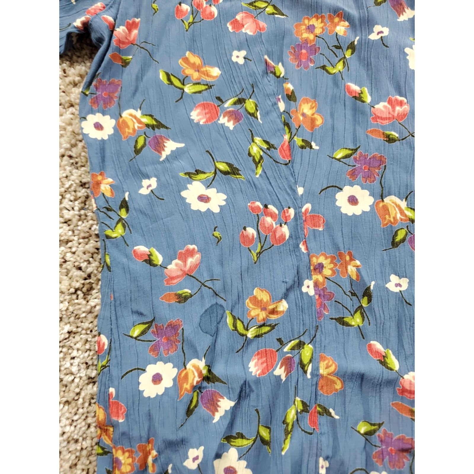 Gap VINTAGE GAP Shirt Womens Large Blue Floral Button Up Long Sleeve Rayon Top Size L / US 10 / IT 46 - 4 Thumbnail