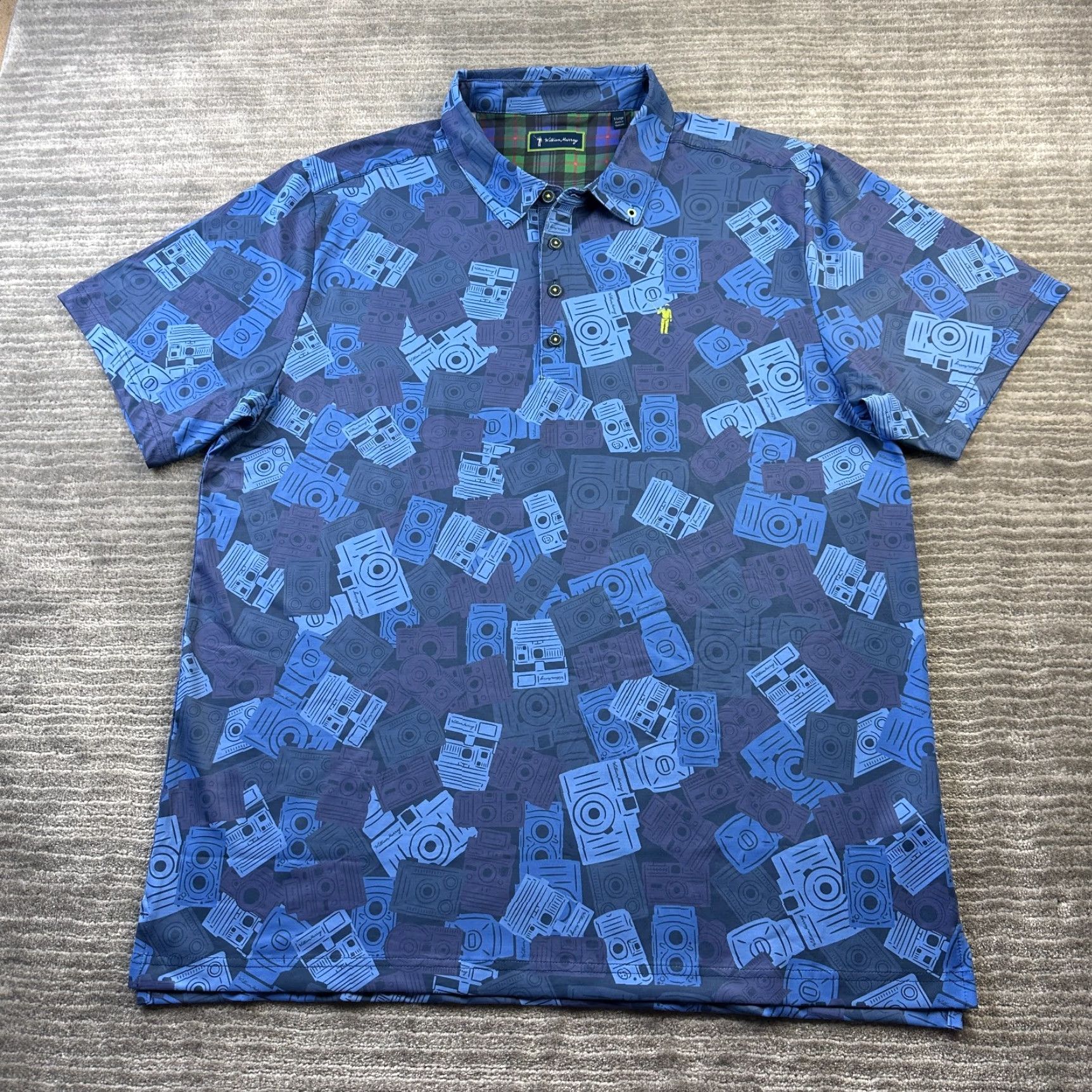 Vintage William Murray Polo Shirt Mens XL Blue All Over Print Golf Logo Performance Size US XL / EU 56 / 4 - 2 Thumbnail