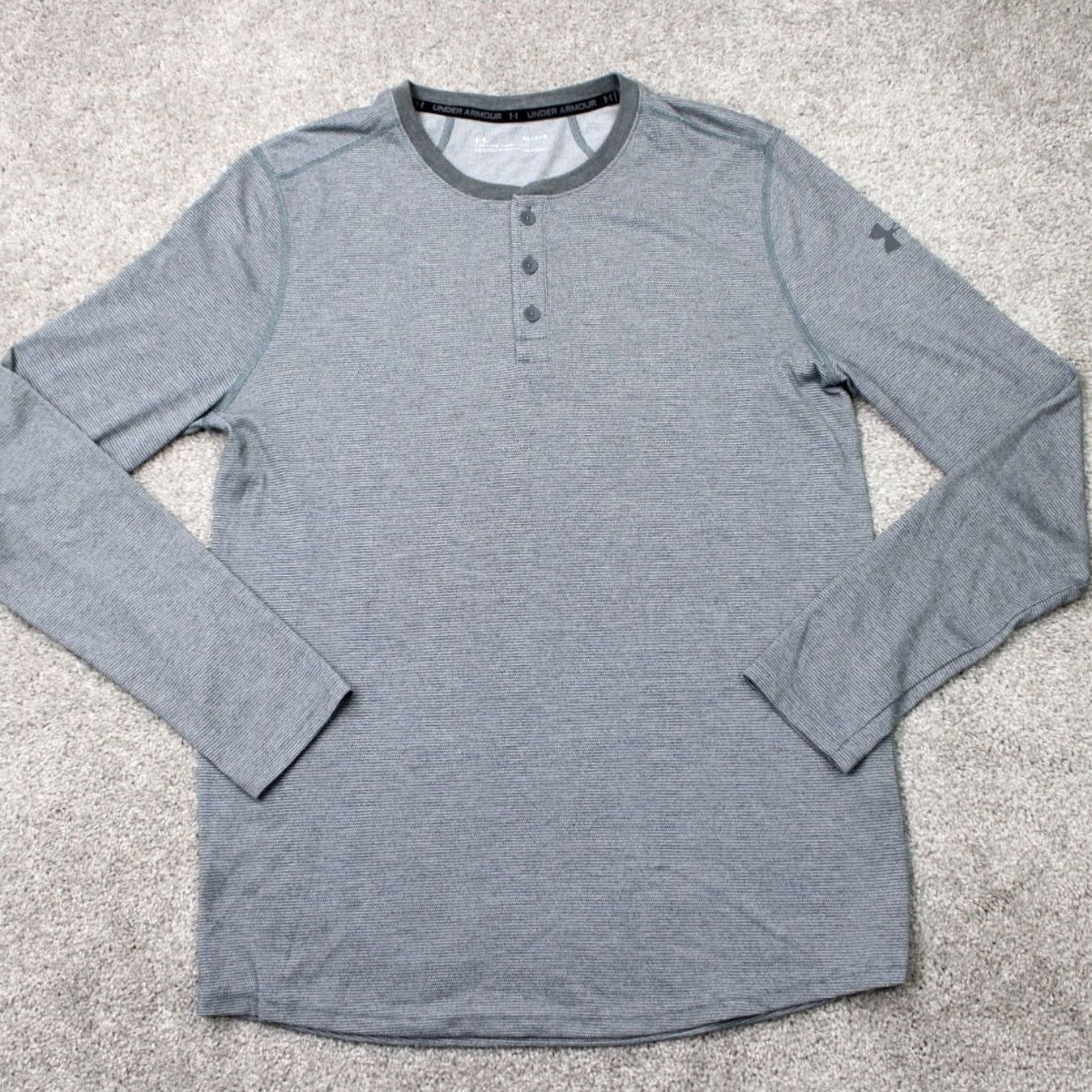 Under Armour Under Armour Threadborne Henley Shirt Mens M Gray Loose Fit L/S Pullover T-Shirt Hydration Breathable Activewear Regular Size Size US M / EU 48-50 / 2 - 2 Thumbnail