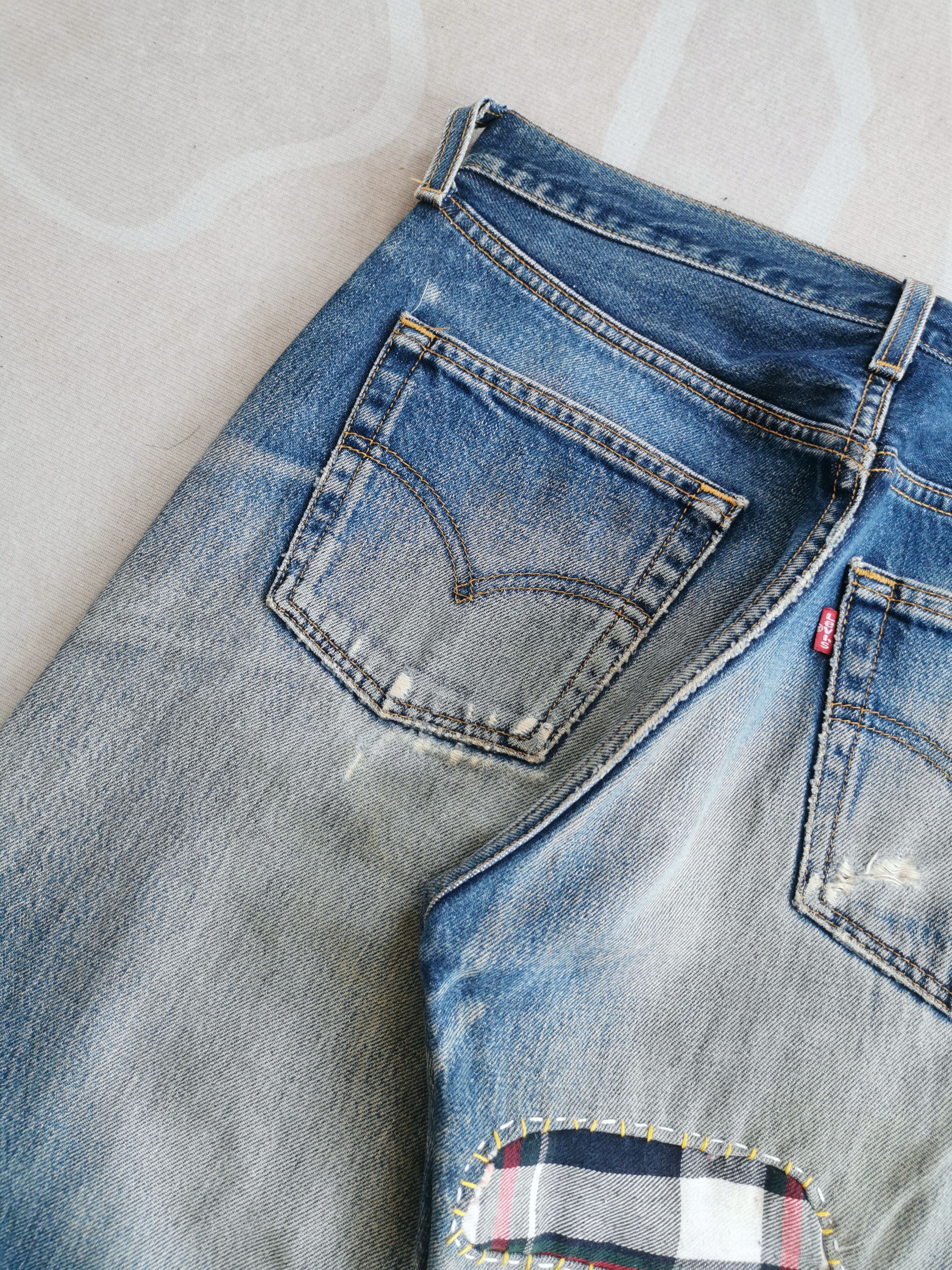 Nirvana Levis 501 Patchwork Sashiko Inspire Kurt Cobain Size US 30 / EU 46 - 10 Thumbnail