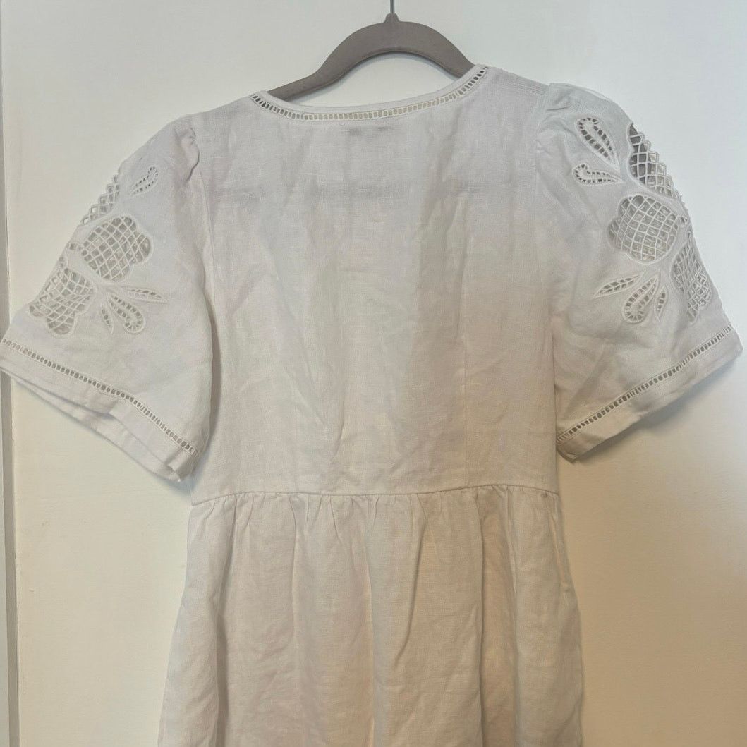 Madewell Madewell Cassie Button-Front Midi Dress Linen White Size XS Size XS / US 0-2 / IT 36-38 - 8 Thumbnail