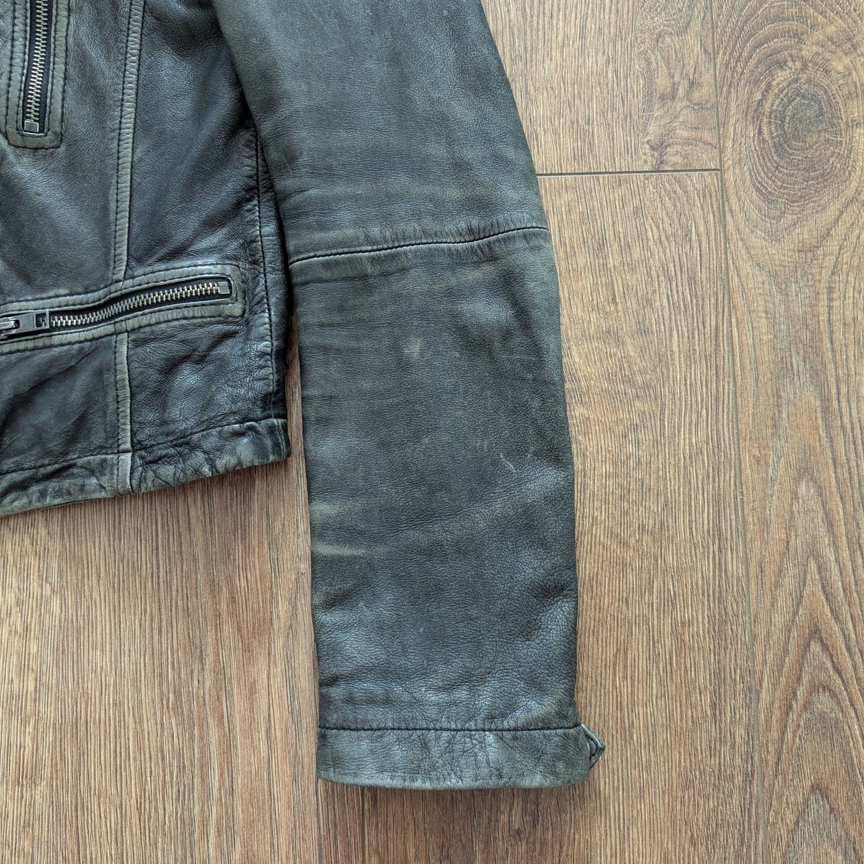 Allsaints × Leather ALLSAINTS Cargo Biker Leather Jacket With Scuffs Motorcycle Size M / US 6-8 / IT 42-44 - 9 Thumbnail