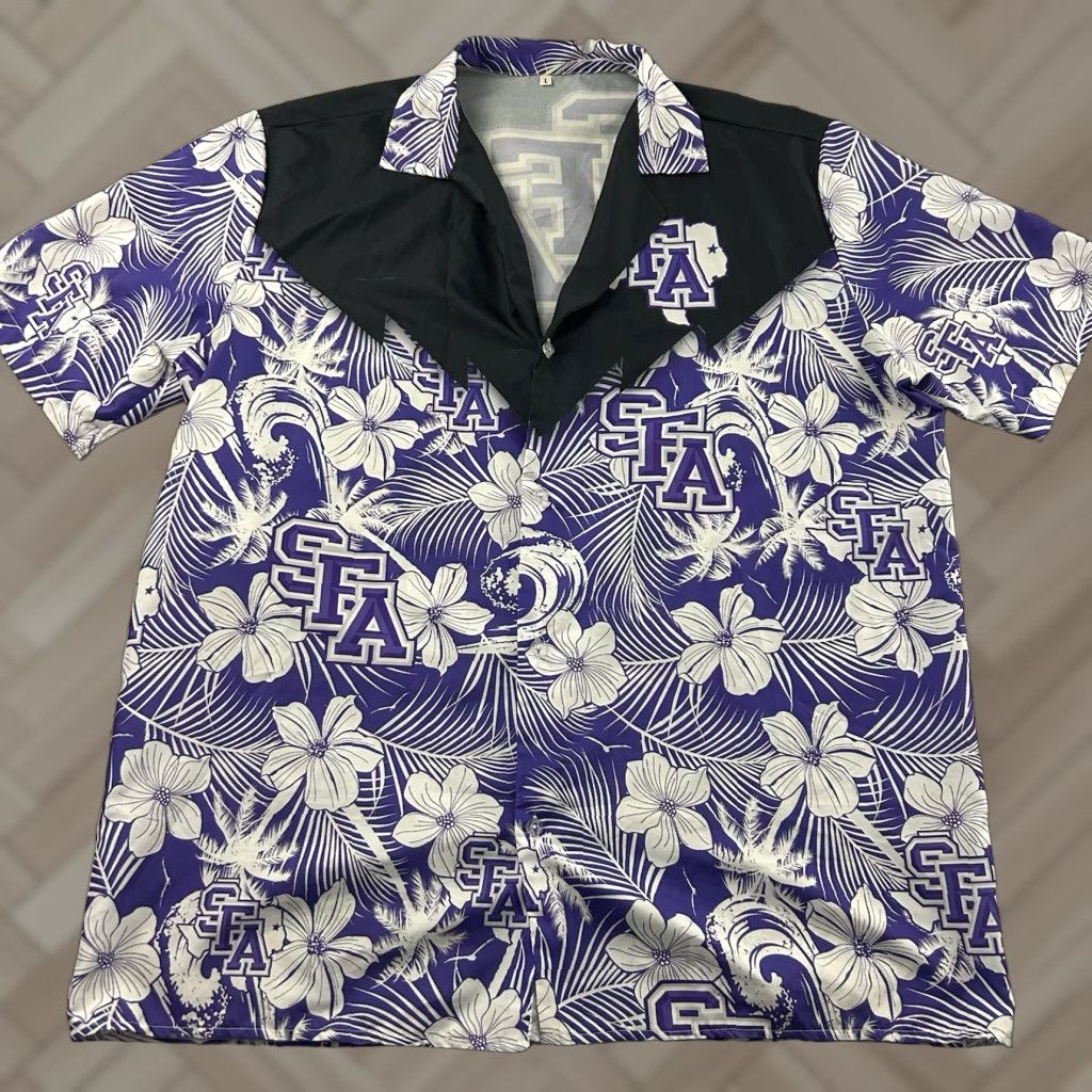 Vintage Stephen F Austin Shirt Short Sleeve Button-Up Men L Purple Hawaiian Size US L / EU 52-54 / 3 - 1 Thumbnail