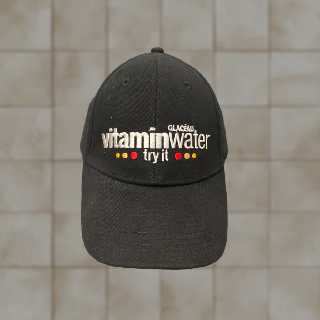 Vintage Vitamin Water Hat Black Adjustable Men Baseball Cap Logo 90s 2000s Beverage Caproom Size ONE SIZE - 1 Thumbnail