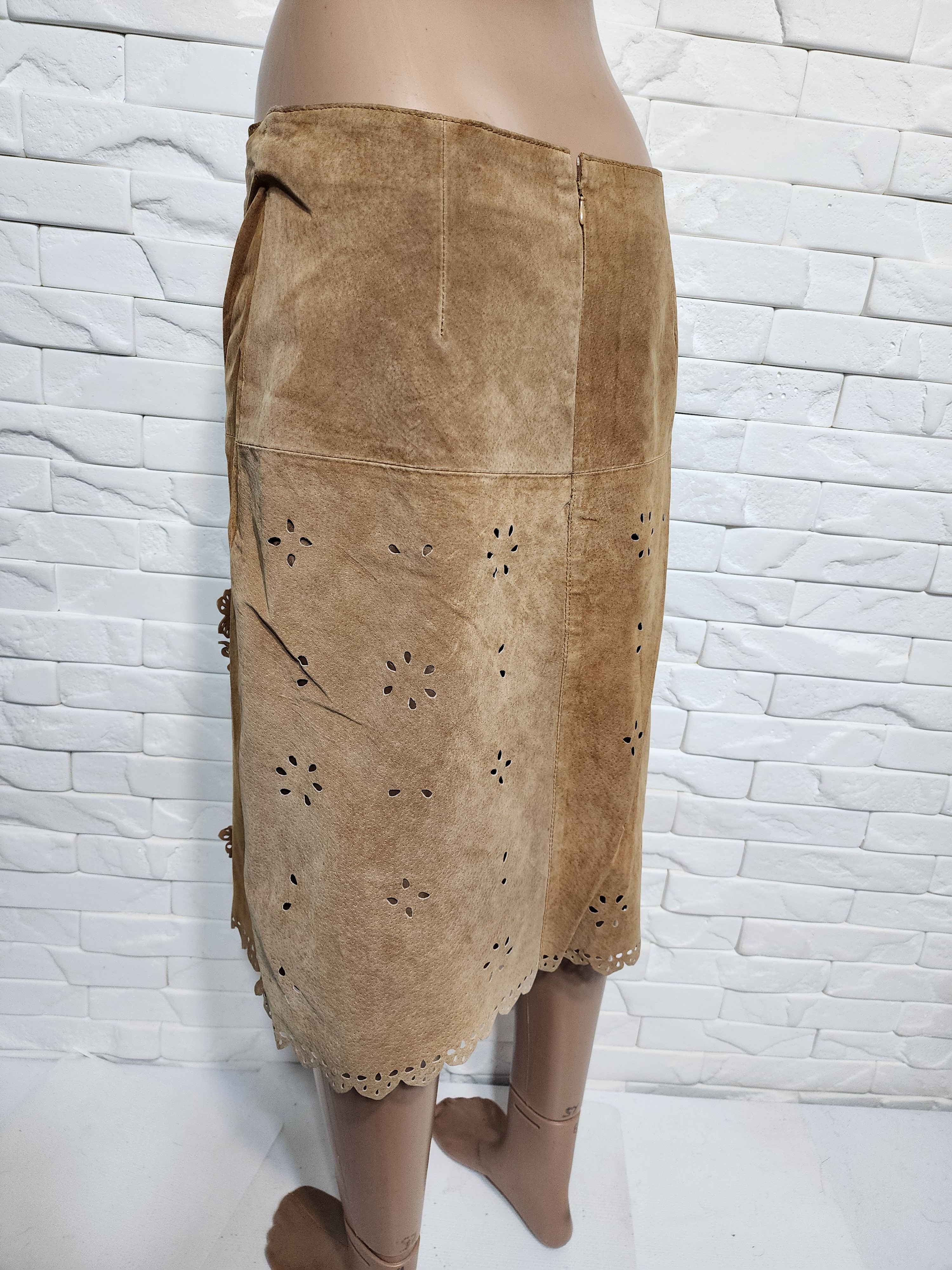 Other Genuine Brown Leather Skirt: Vintage 70s Style. Size 31" - 6 Thumbnail