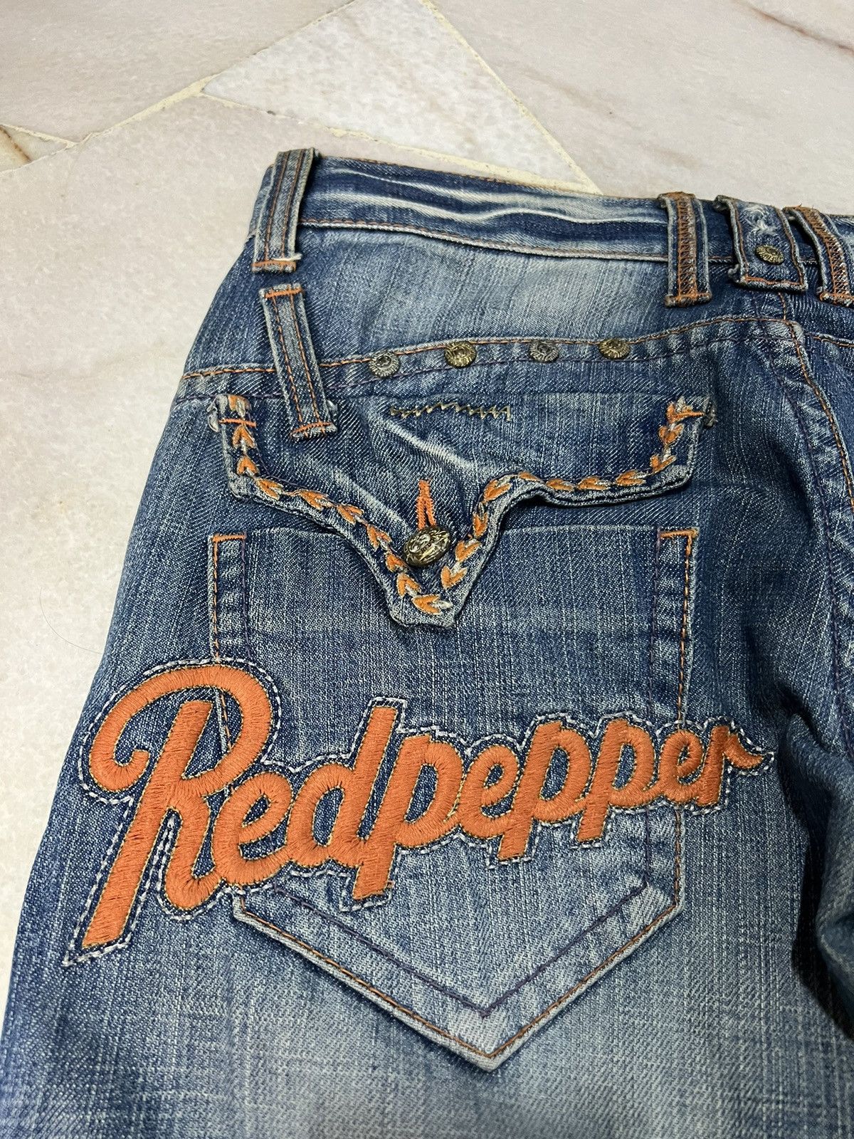 If Six Was Nine × Japanese Brand × Le Grande Bleu (L.G.B.) 💥Flare💥 Crazy 90’s Style Red Pepper Denim Size US 31 - 9 Thumbnail