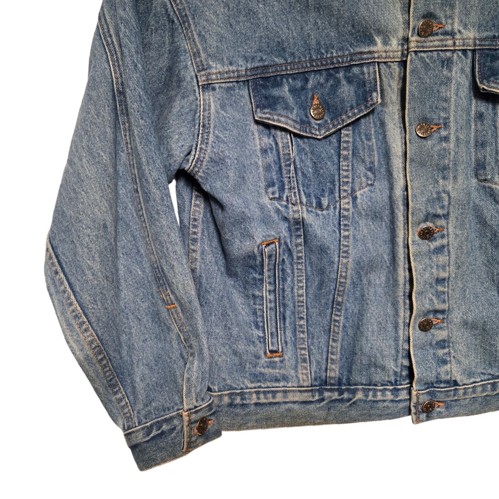 Vintage Vtg Rolling Rock Beer Jacket Mens M Denim Jean Made in USA 1980s Jacket Size US 31 - 5 Thumbnail