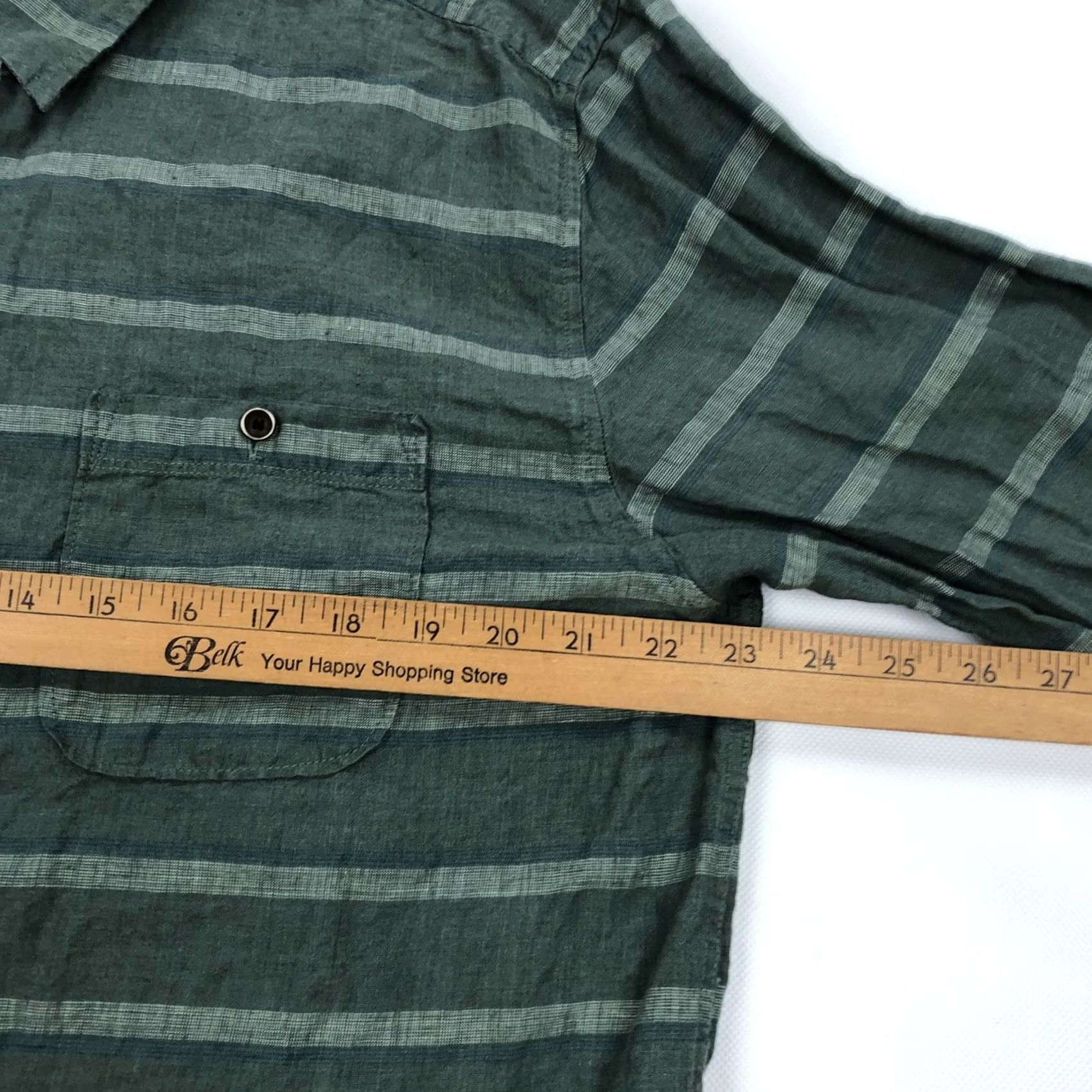Quiksilver Quiksilver Waterman Collection Men's XL Green Stripe Tailored Fit Linen Coastal Shirt Times 3 Button Pocket Beach Outdoor Modern Size US XL / EU 56 / 4 - 6 Thumbnail