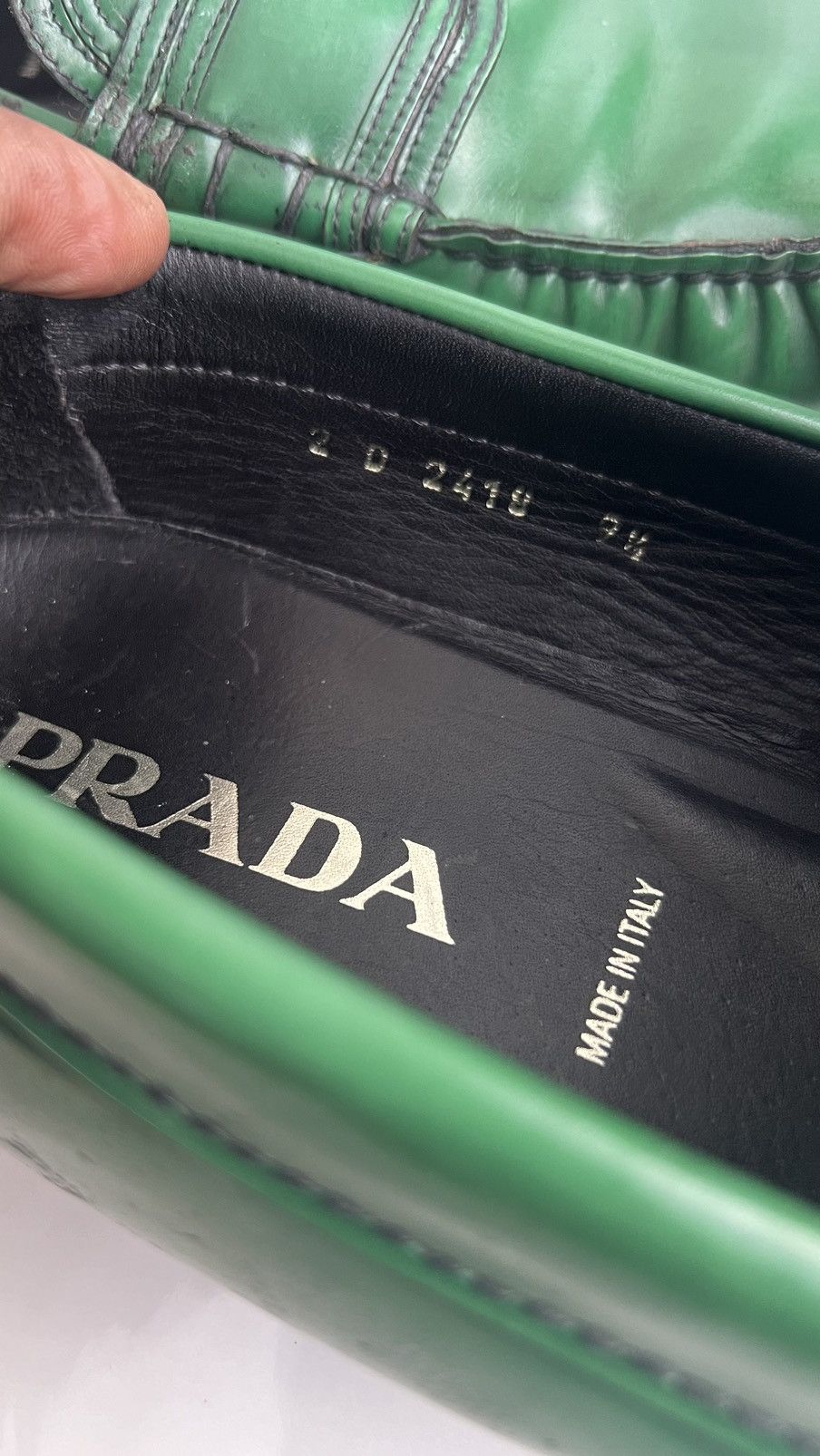 Prada Prada Green Leather Moccasin slip on Penny loafers Size US 10.5 / EU 43-44 - 12 Thumbnail