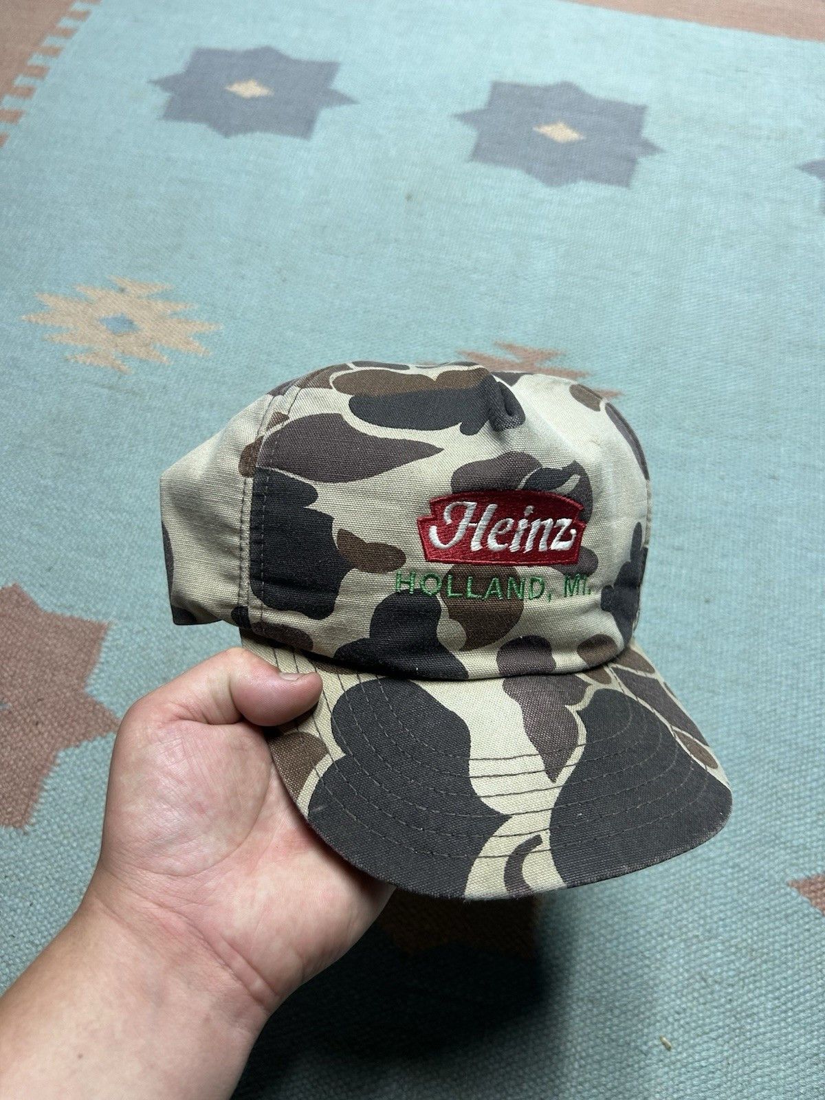 Vintage Vtg 80s SnapBack hat duck camo Heinz holland Michigan USA Size ONE SIZE - 1 Thumbnail
