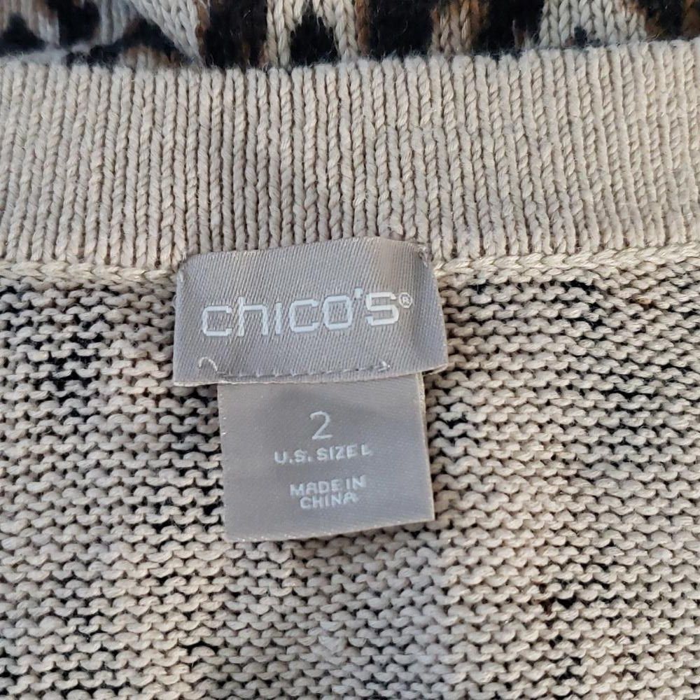 Chicos CT798 Chico's Animal Print Long Sleeve Button Cardigan L Size L / US 10 / IT 46 - 4 Thumbnail