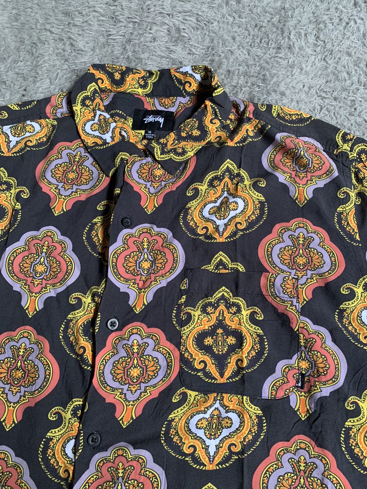 Stussy Stussy shield open collar rayon button shirt Size US M / EU 48-50 / 2 - 2 Thumbnail