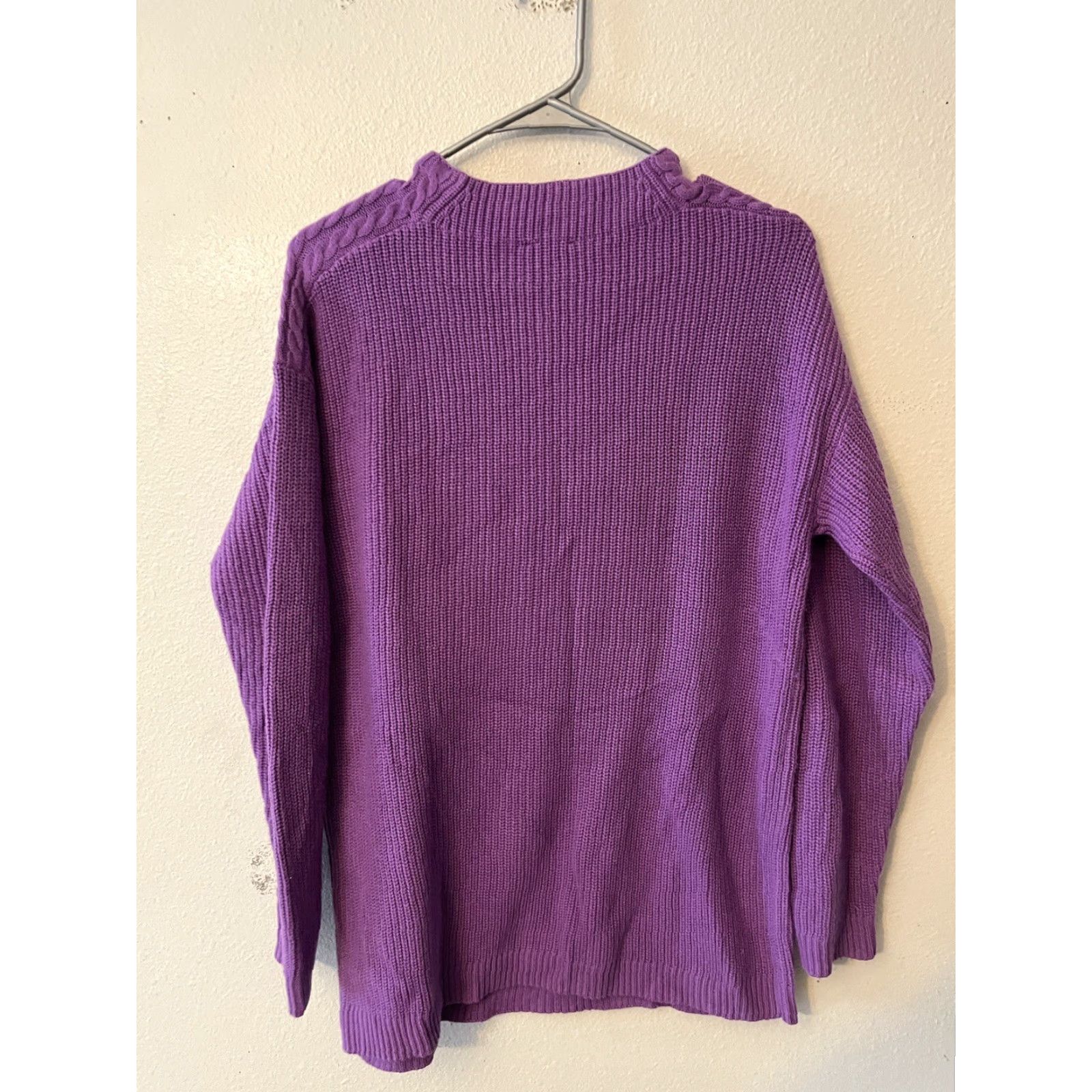 Talbots VINTAGE Talbots Sweater Mock Neck Cable-Knit Wool Purple Medium Ladies Pullover Preppy Size M / US 6-8 / IT 42-44 - 2 Thumbnail