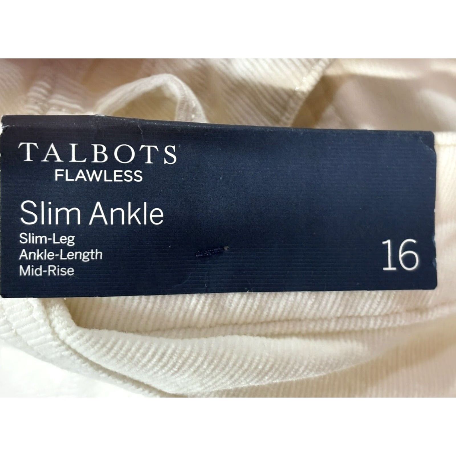 Talbots NEW Talbots Flawless Slim Ankle Pants 16 Ivory Corduroy Womens Size 38" / US 16 / IT 52 - 5 Thumbnail