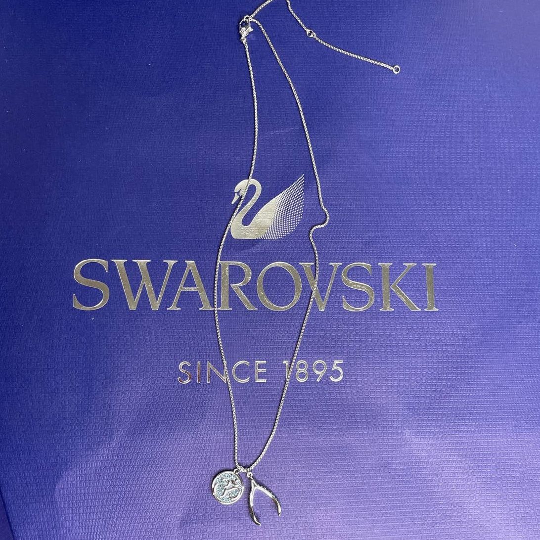 Swarovski Swarovski Unisex Om Blue Necklace Rhodium plated Size ONE SIZE - 10 Thumbnail