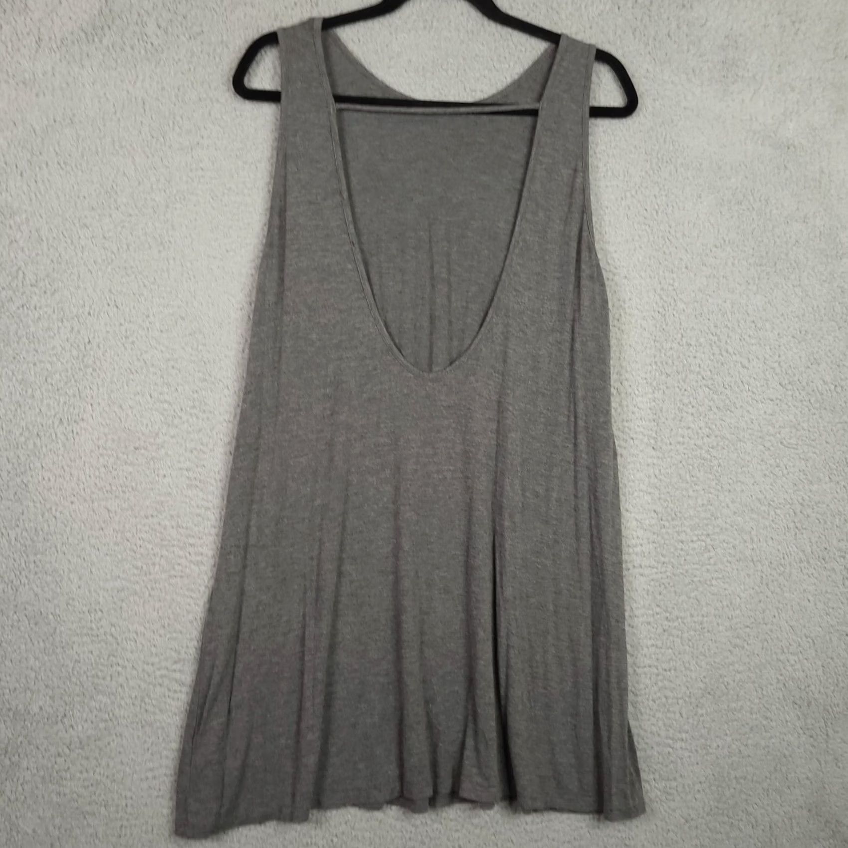 Lulus Lulu's Women's Grey Stretch Flared Sleeveless Casual Dress XL Knit Rayon Spandex | Round Neck Pullover Fit & Flare Cotton? Size XL / US 12-14 / IT 48-50 - 4 Thumbnail
