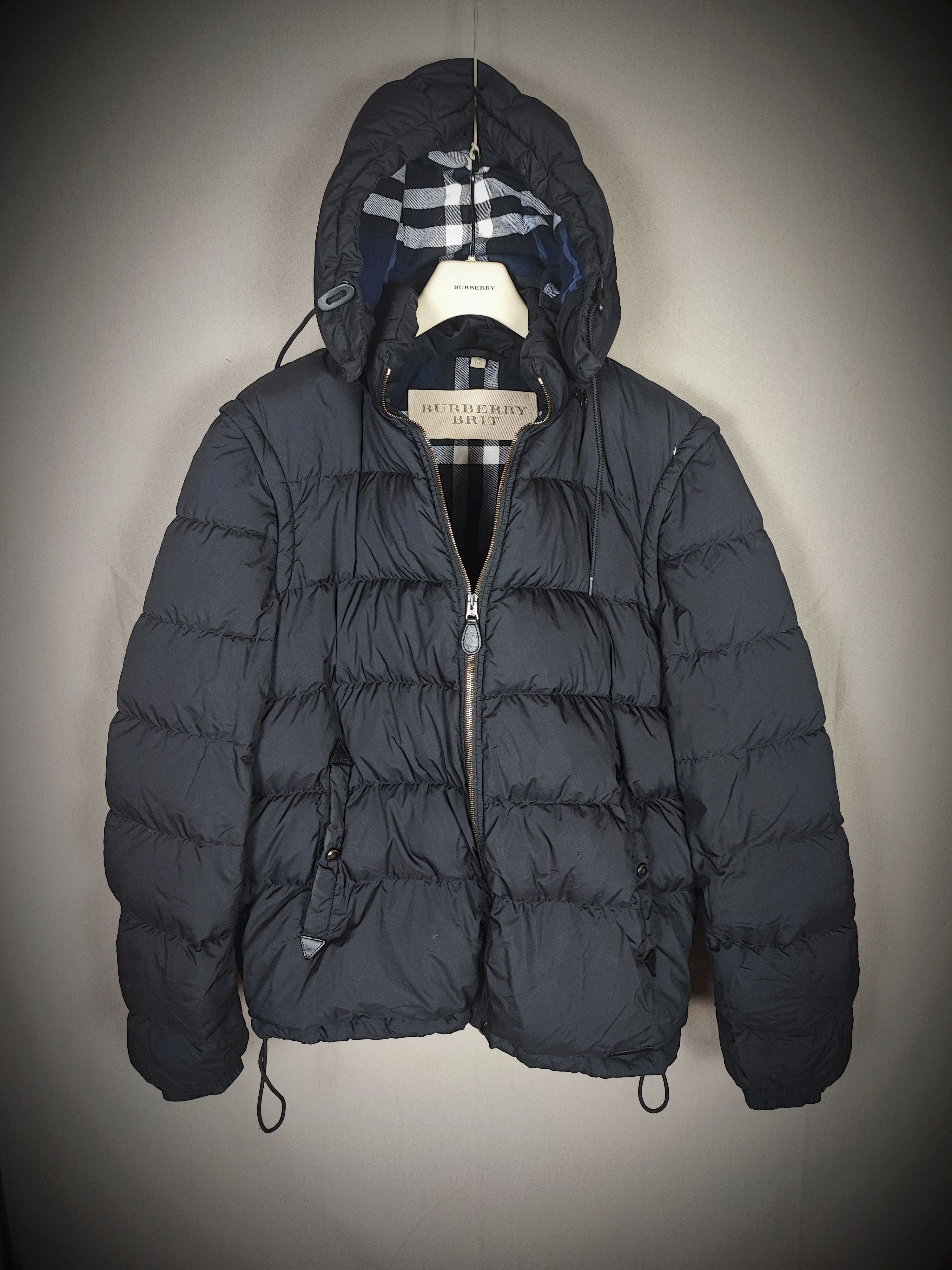 image of Burberry Puffer Jacket, Detachable Hoodie And Sleeves in Black, Men's (Size 2XL)