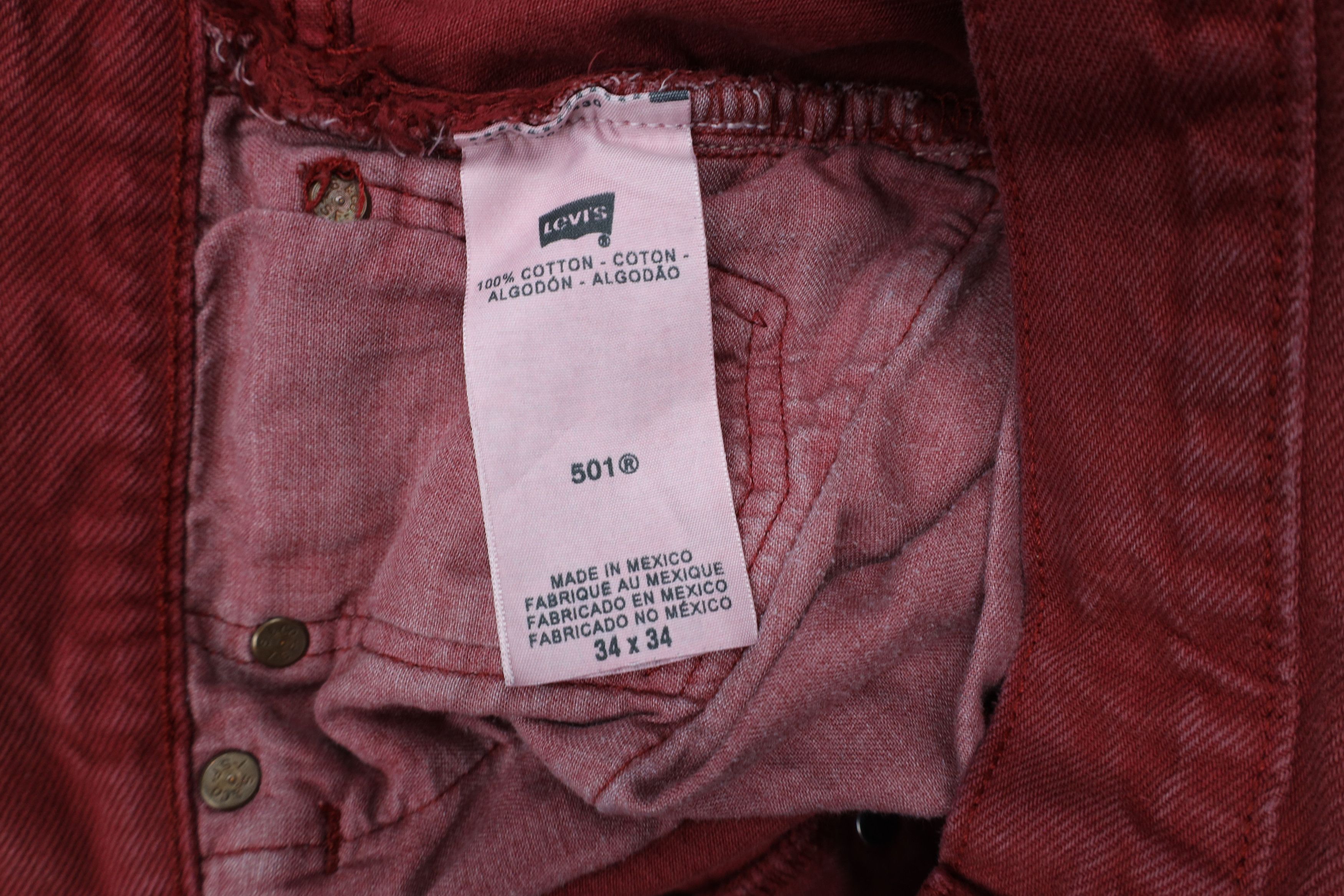 Levi's × Vintage Vintage Y2K Levis 501xx Button Fly Original Fit Jeans Red Size US 34 / EU 50 - 9 Thumbnail