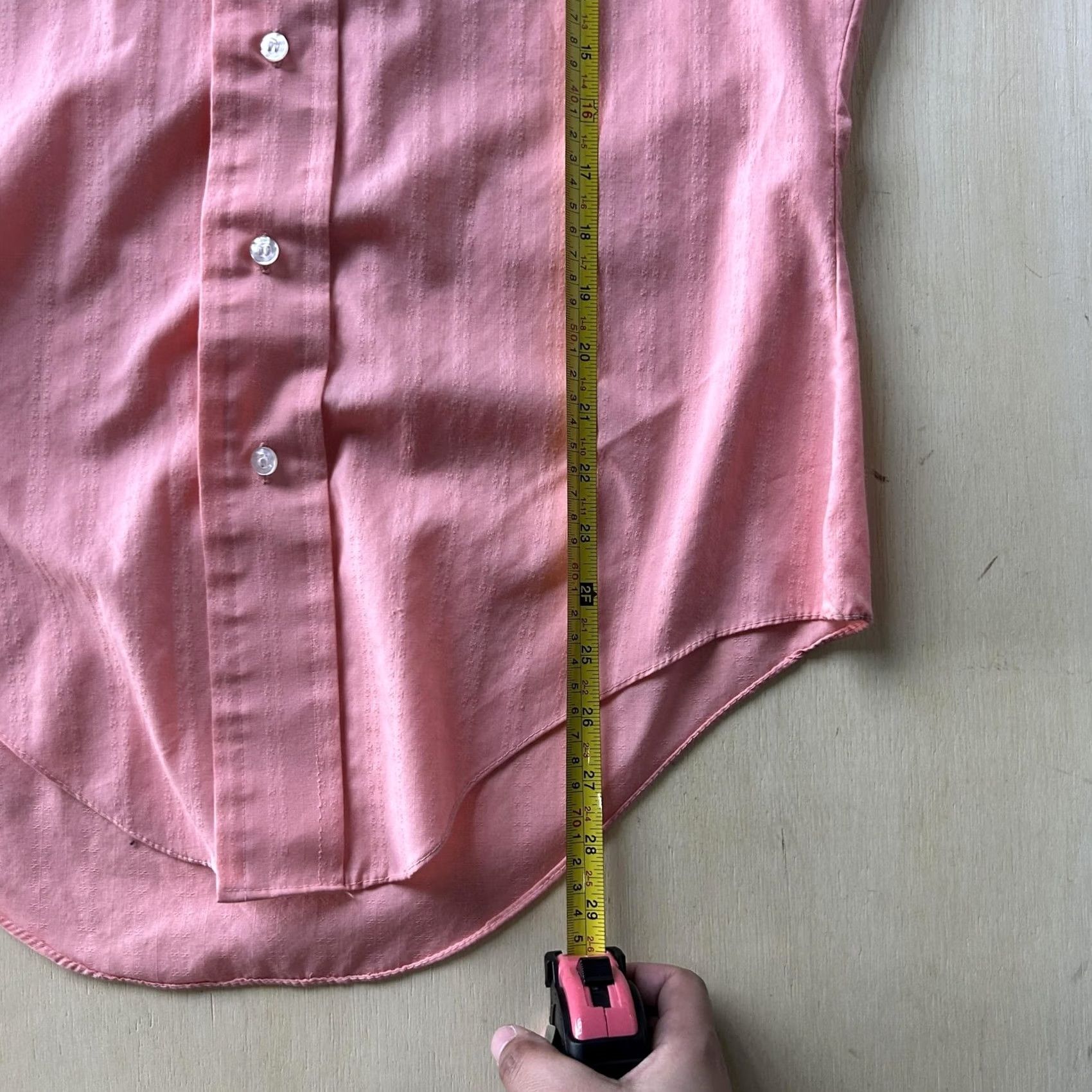 Vintage VINTAGE Richman Brothers Dress Shirt Mens 15 Pink Stripe Dura-Press No Iron Shirt Mens Regular 15 Size 40R - 4 Thumbnail