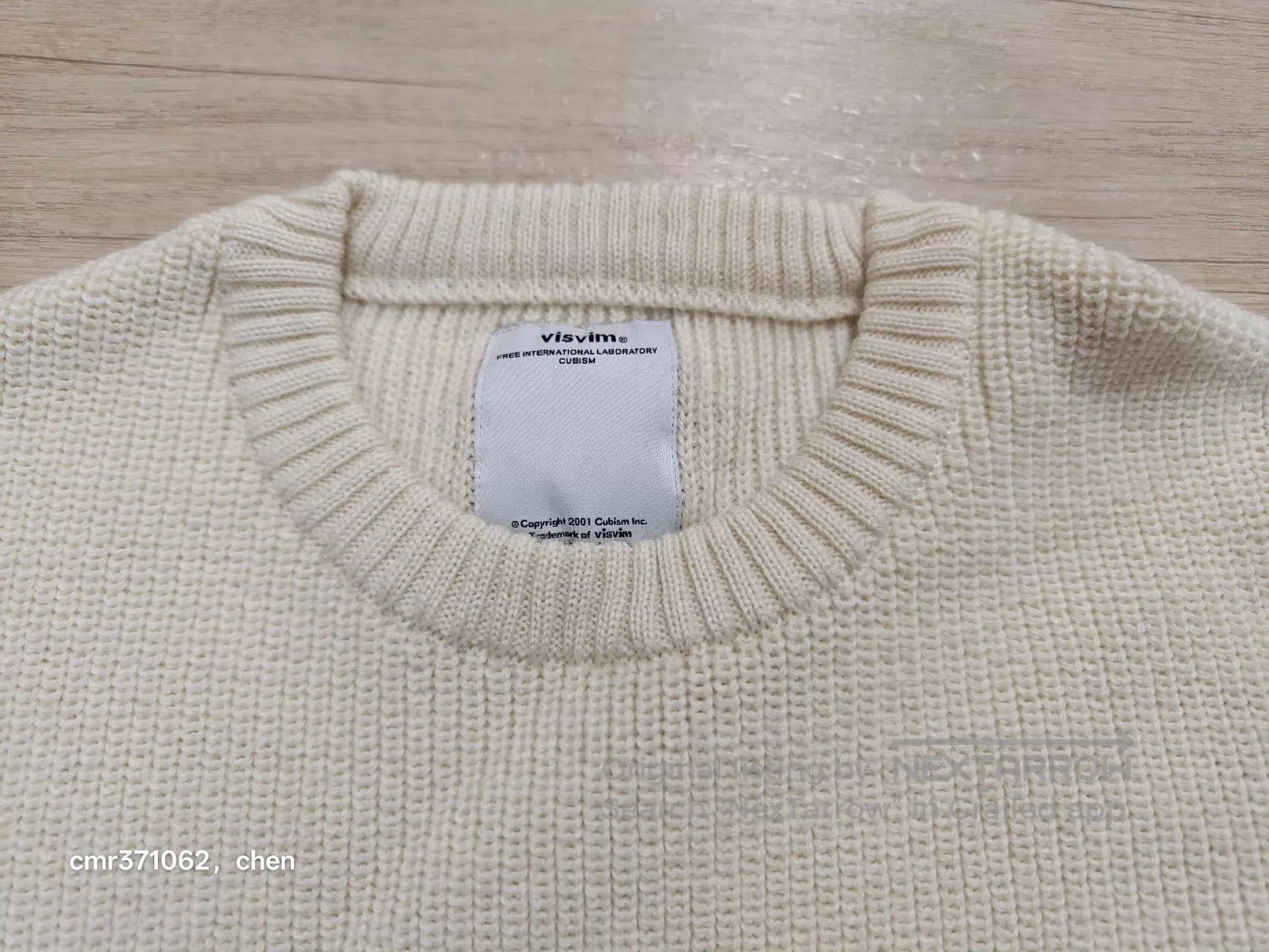 Visvim White Crewneck Sweater with Plaid Elbow Patches Size S. Size US S / EU 44-46 / 1 - 2 Thumbnail