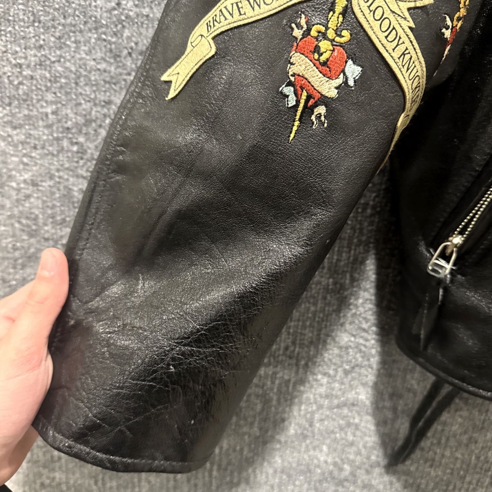 Avirex VINTAGE Avirex Leather Tattoo Embroidered Jacket GRAIL Men’s Large L Black Motorcycle Jacket Mens Size US L / EU 52-54 / 3 - 7 Thumbnail