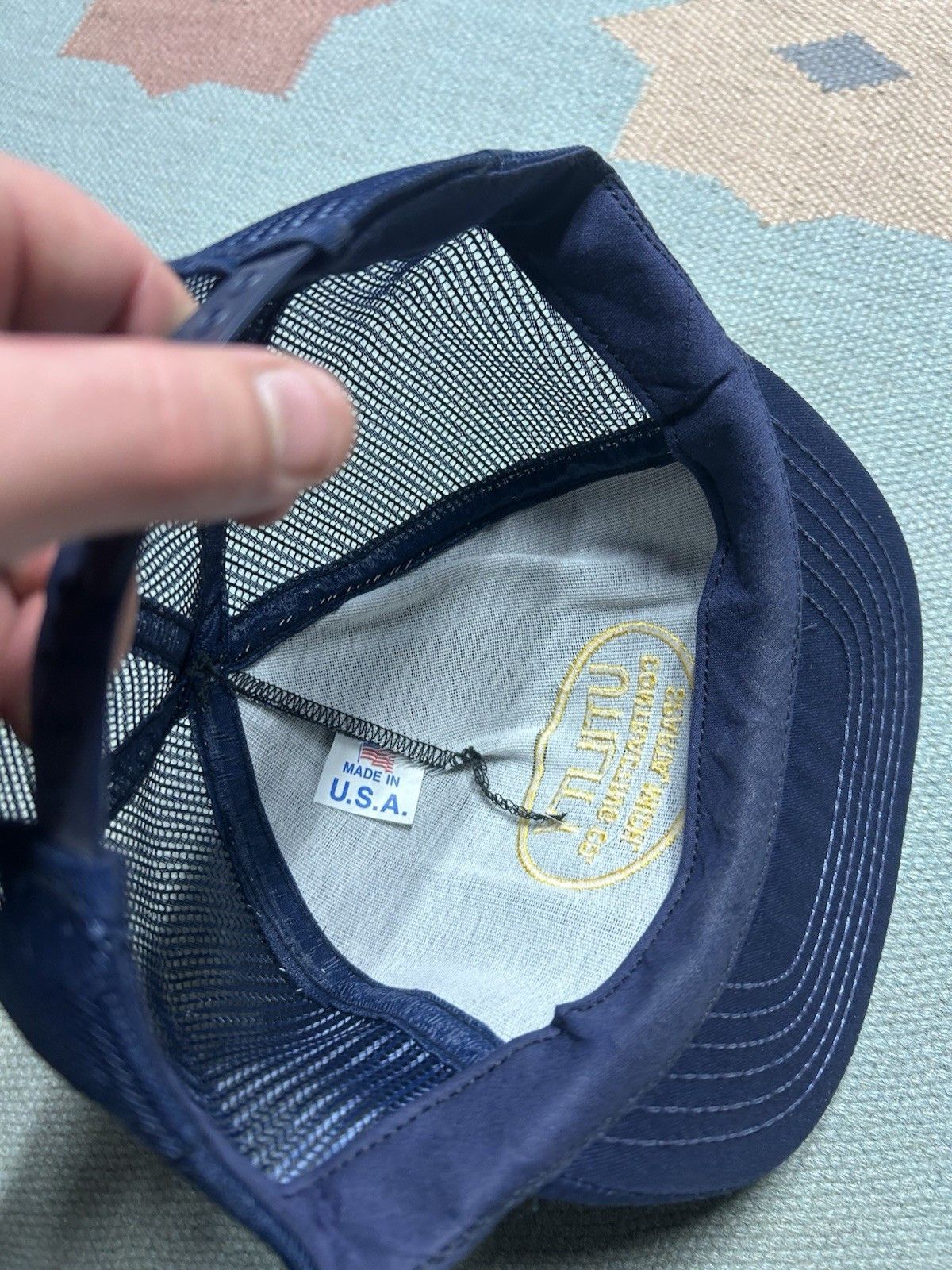 Vintage 80s trucker hat utility contracting Sparta Michigan patc USA Size ONE SIZE - 6 Thumbnail