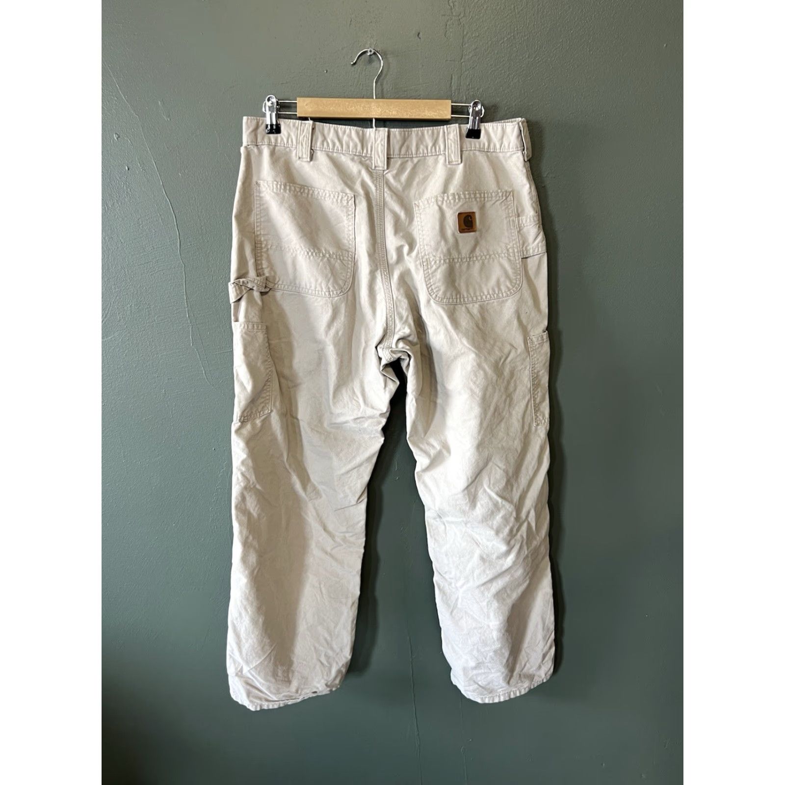 Carhartt VINTAGE Carhartt Original Dungaree Fit Canvas Carpenter Pants Men 35X30 B151 Tan Brown Cotton 30" Inseam Mens Jeans Straight 10-12 Rise Factory Mexico Size US 35 - 2 Thumbnail