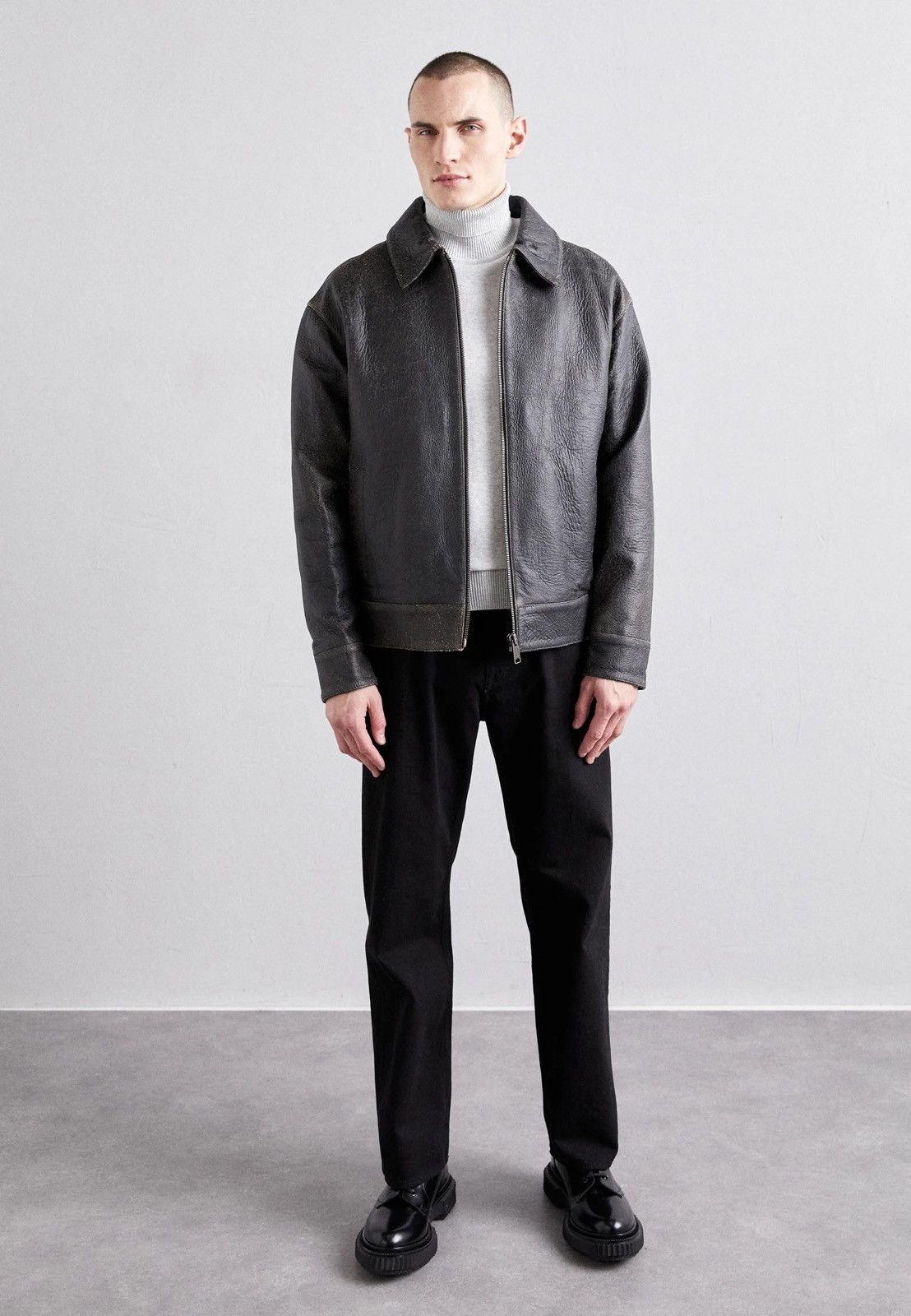 Wood Wood !DS! SS23 Wood Wood Jacob Gray Leather Jacket Size US XXL / EU 58 / 5 - 1 Thumbnail