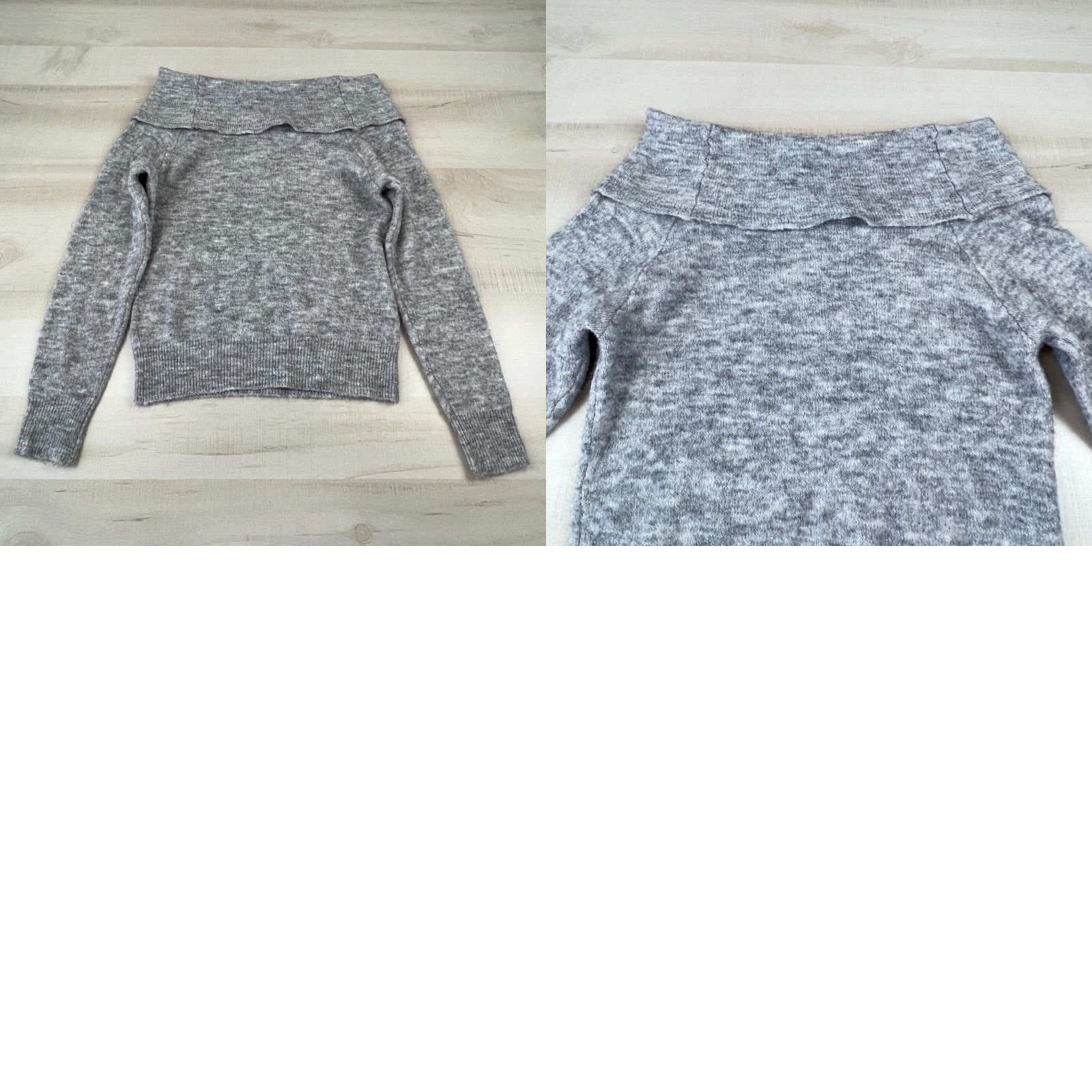 H&M H&M Womens Off Shoulder Sweater XS Gray Wool Alpaca Blend Pullover Long Sleeve Size XS / US 0-2 / IT 36-38 - 8 Thumbnail