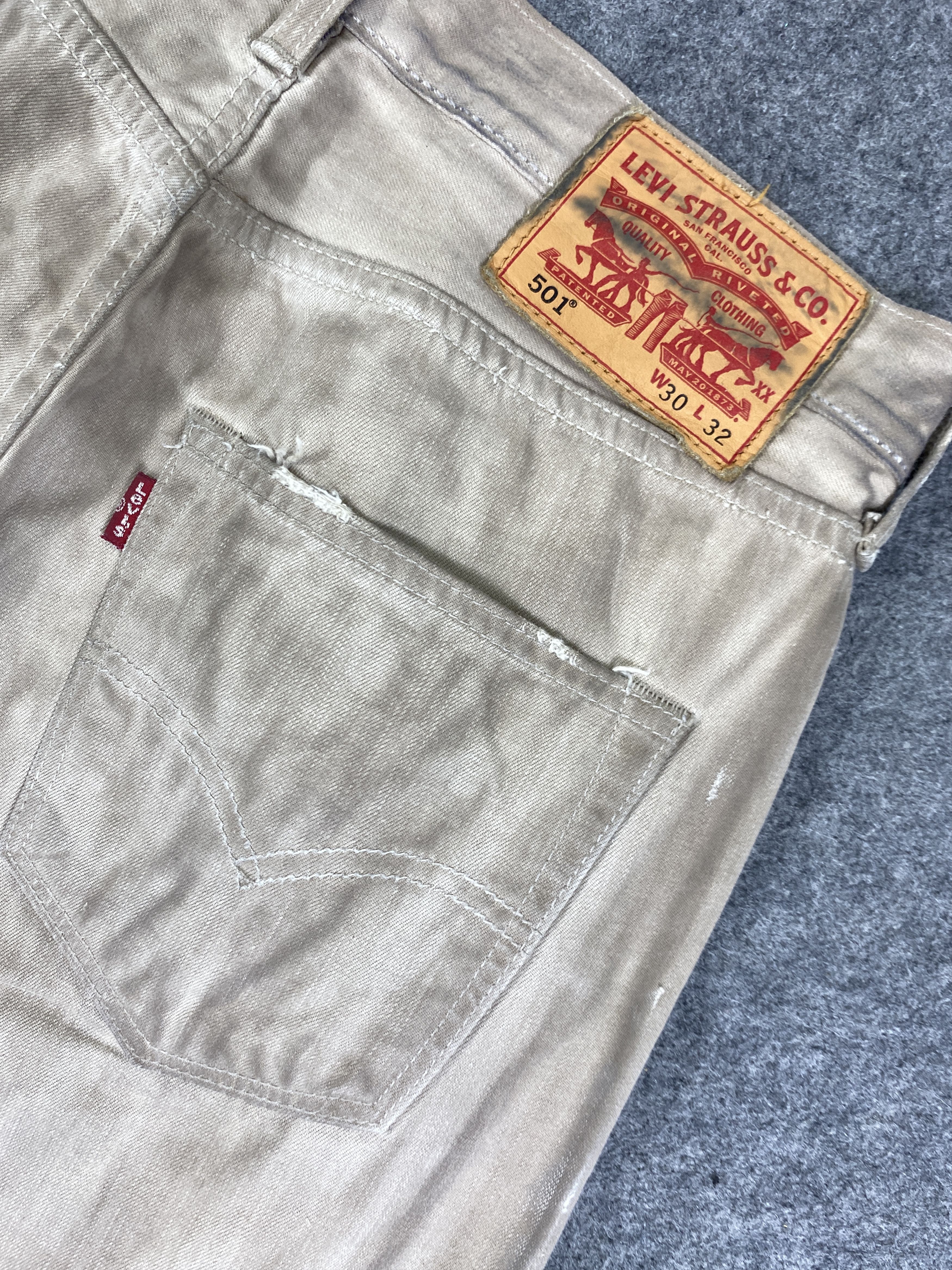 Levi's Dirty Khaki Vintage Levis 501 Jeans 30x25.5 - JN3180 Size US 30 / EU 46 - 14 Thumbnail