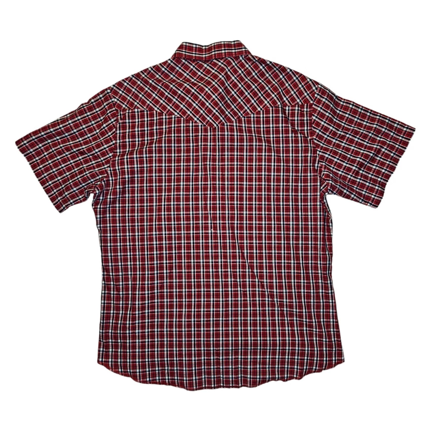 Wrangler Wrangler Shirt Men's L Red Plaid Pearl Snap Cowboy Western Short Sleeve Cotton Polyester Pocketed Casual Regular Fit Size US L / EU 52-54 / 3 - 5 Thumbnail