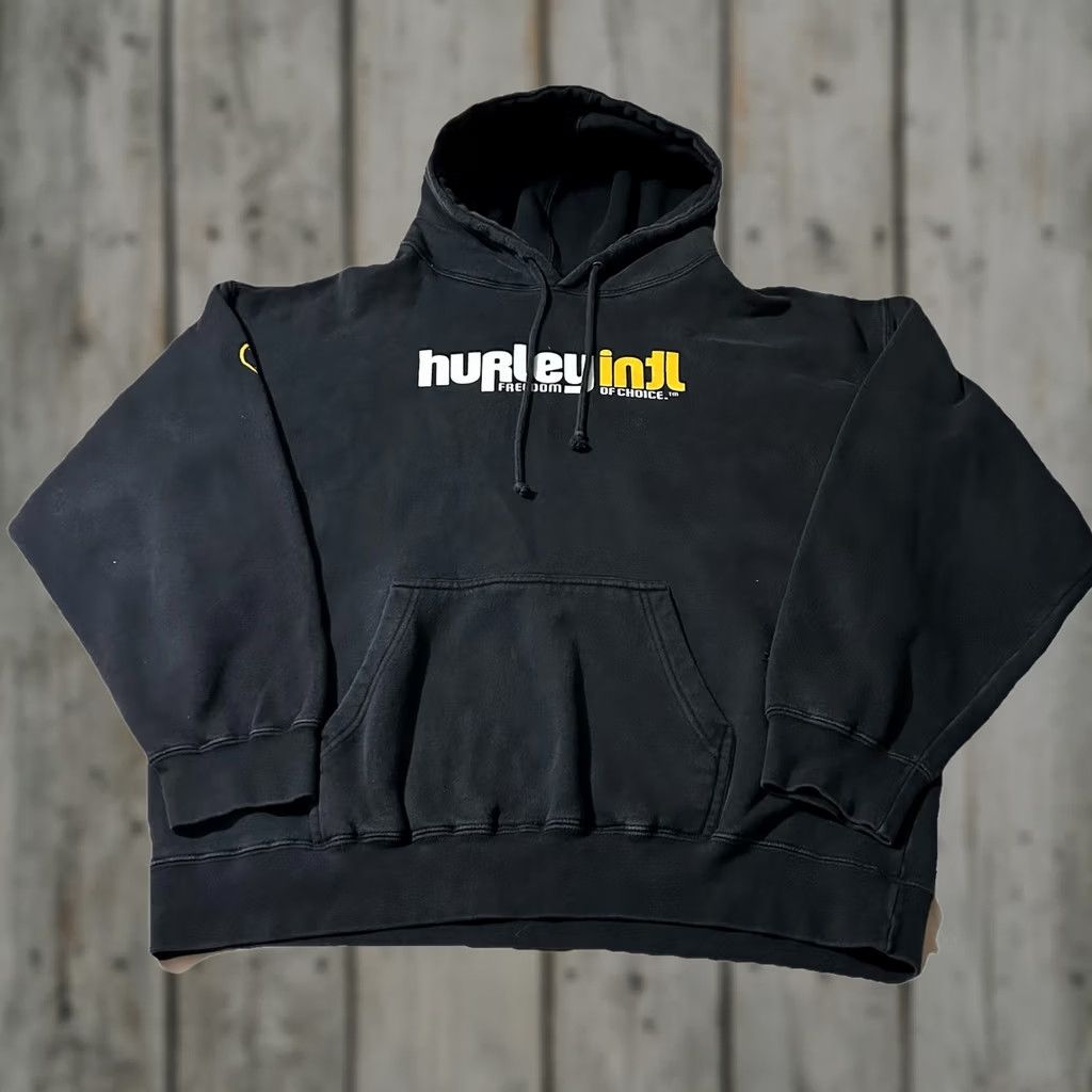 Hurley VINTAGE Hurley Hoodie Grunge Surfer Skater Size Large Black Mens L Size US L / EU 52-54 / 3 - 1 Thumbnail